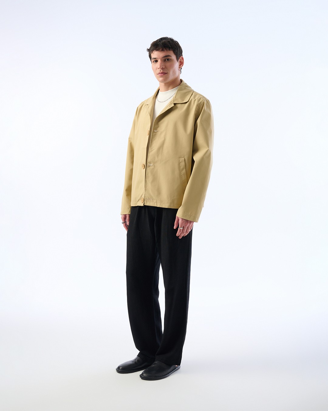 Erkek Oversize Kesim İnce Ceket, Düğme Detaylı, Trenç Ceket, Su İtici Kumaş