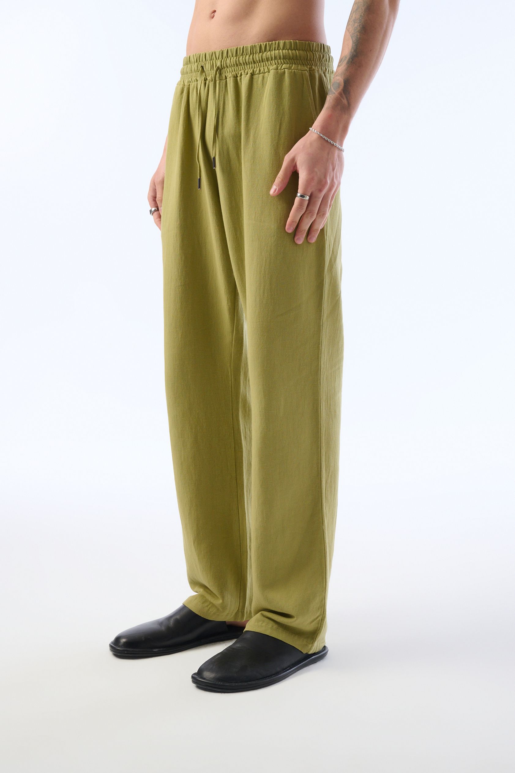  Baggy Kesim Keten Yıkamalı Pantolon