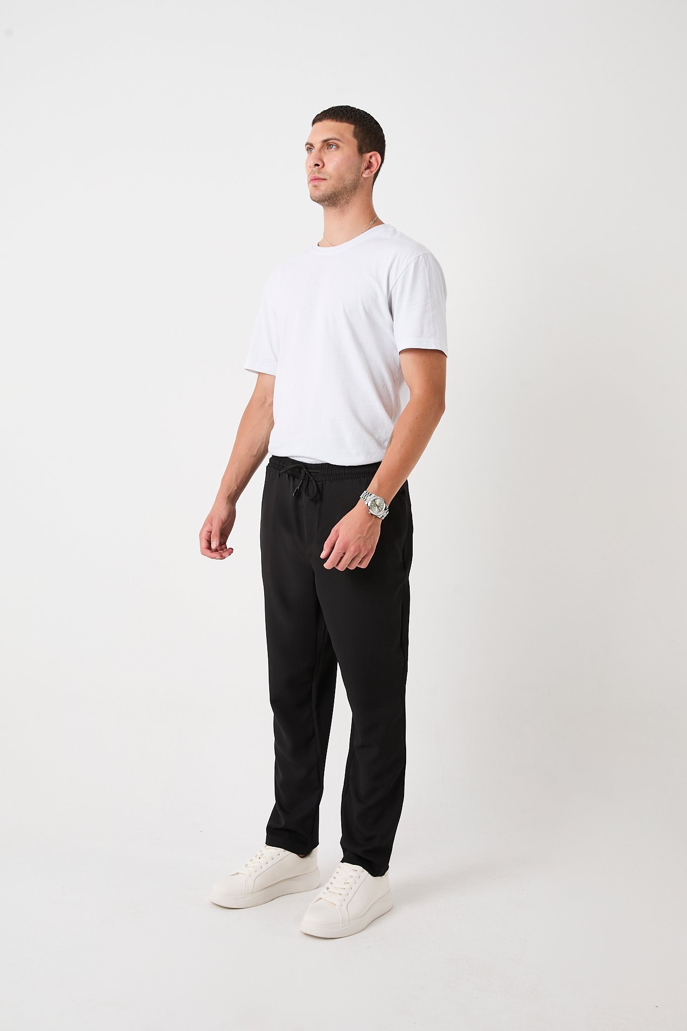 Erkek Regular Kesim Pantolon, Belden Lastik Detaylı, Double Dokuma
