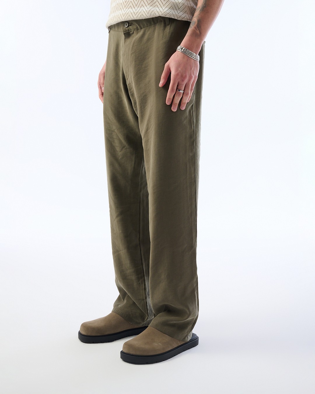 Erkek Baggy Pantolon, Modal Kumaş, Belden Lastik Detaylı