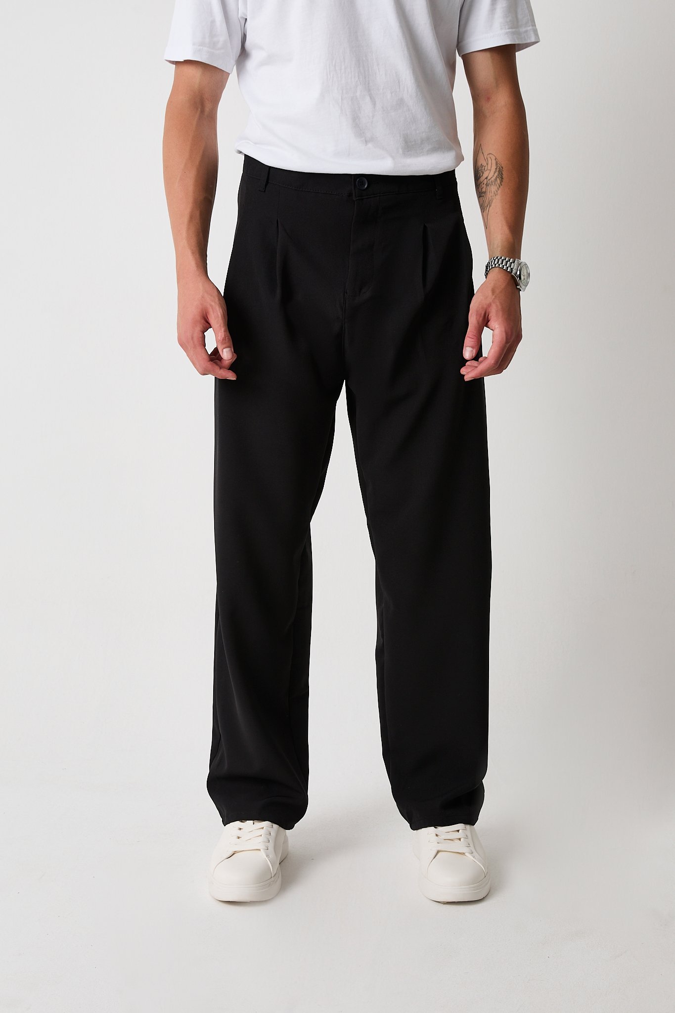 Erkek Çift Pileli Baggy Kesim Pantolon, Double Dokuma