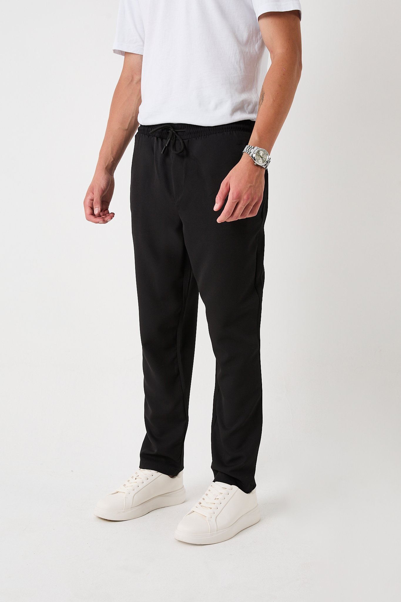 Erkek Regular Kesim Pantolon, Belden Lastik Detaylı, Double Dokuma