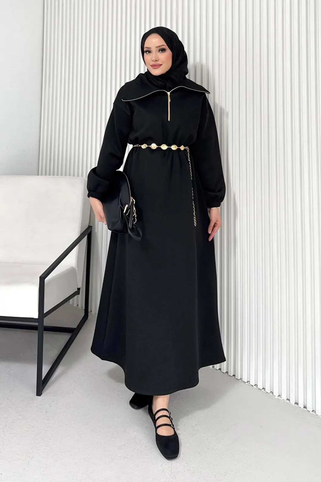Kemerli Scuba Elbise 68-6215 · 2