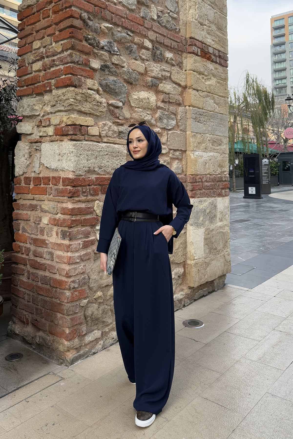 Çift Kemerli Palazzo Pantolon 32-2240