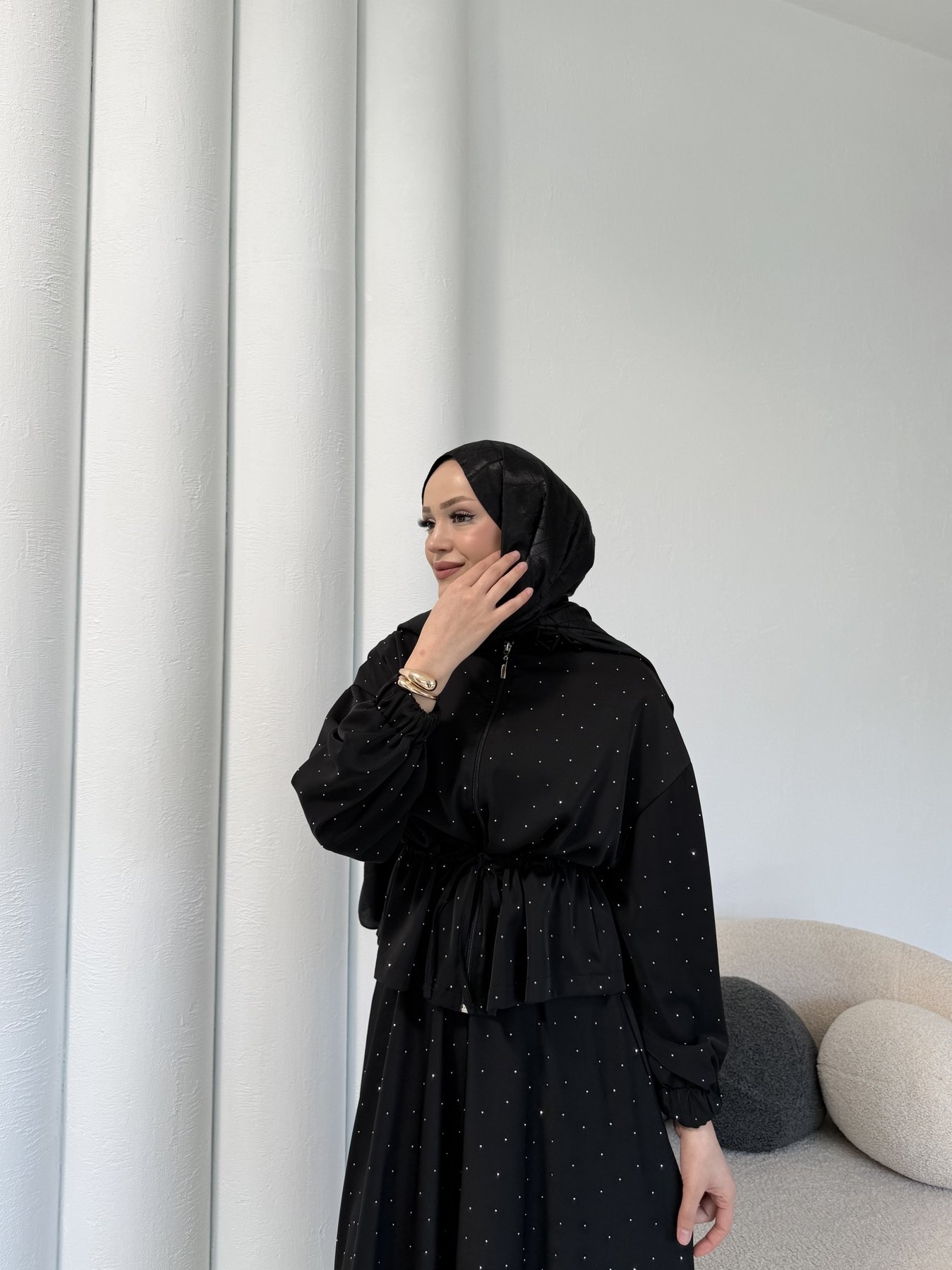 Taşlı Dubai Etekli Takım 32-3535