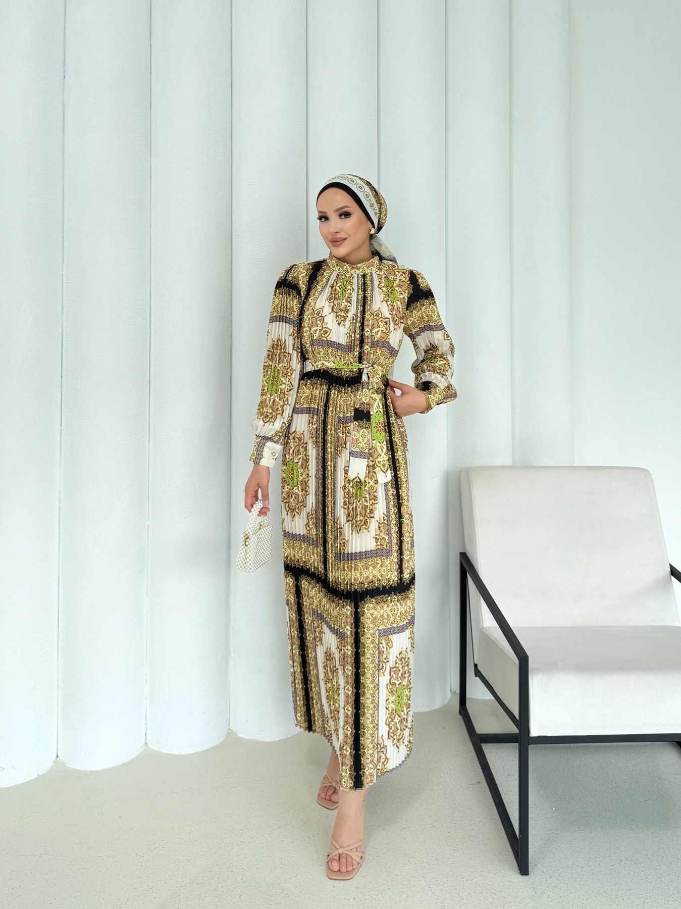 Desenli Pilisole Elbise 32-2366