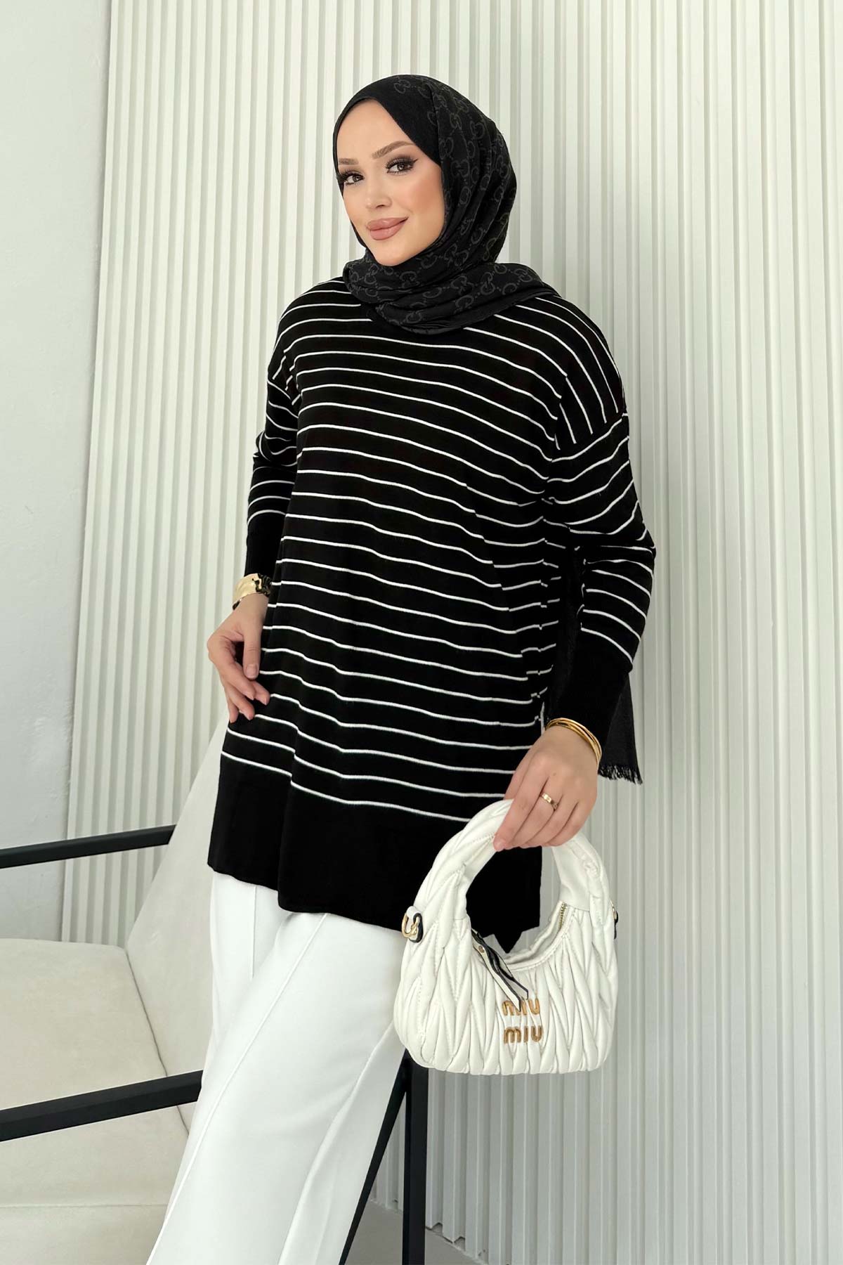 Çizgili Triko Tunik 70-2020