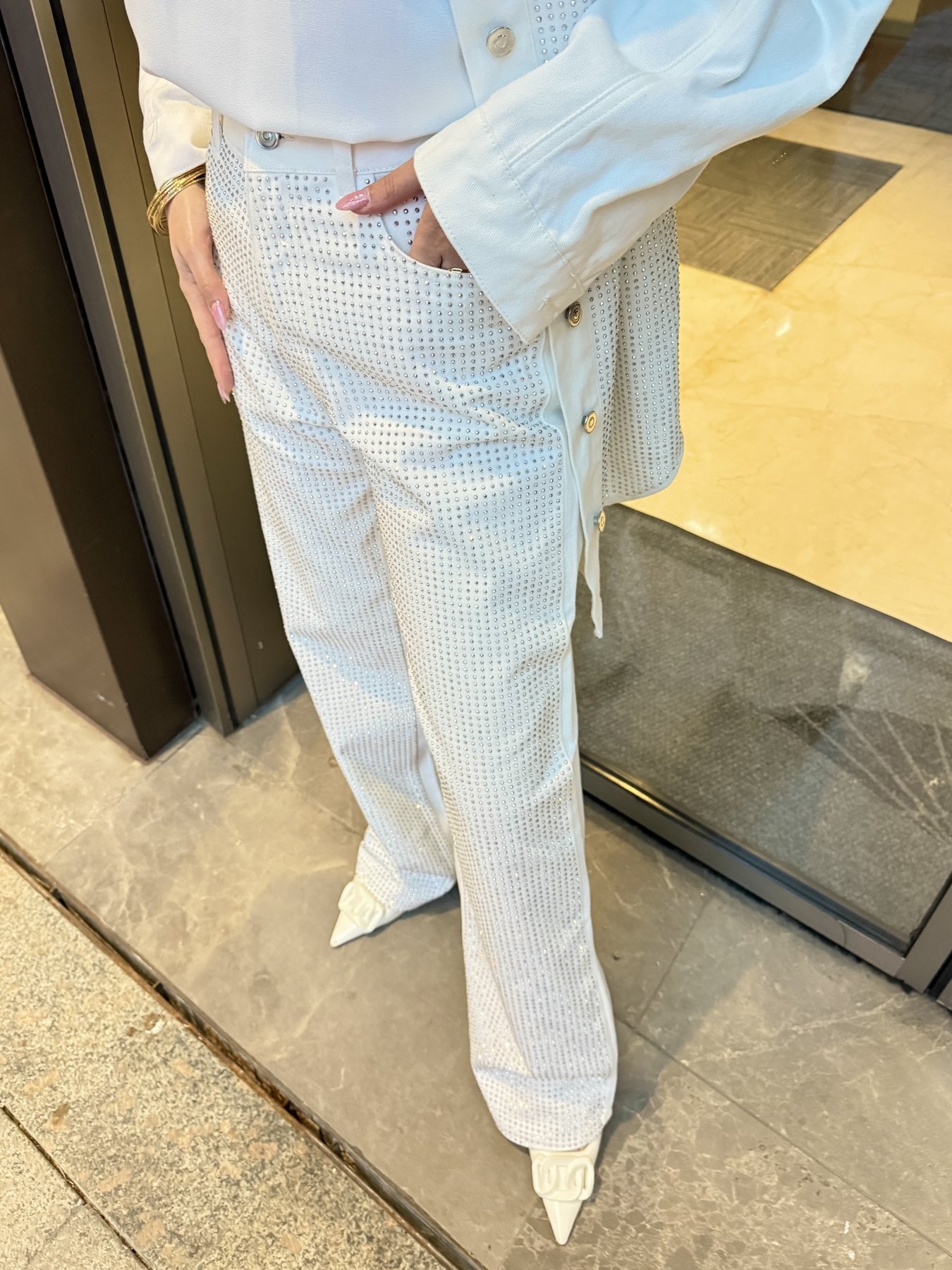 Taşlı Gabardin Pantolon 32-3506