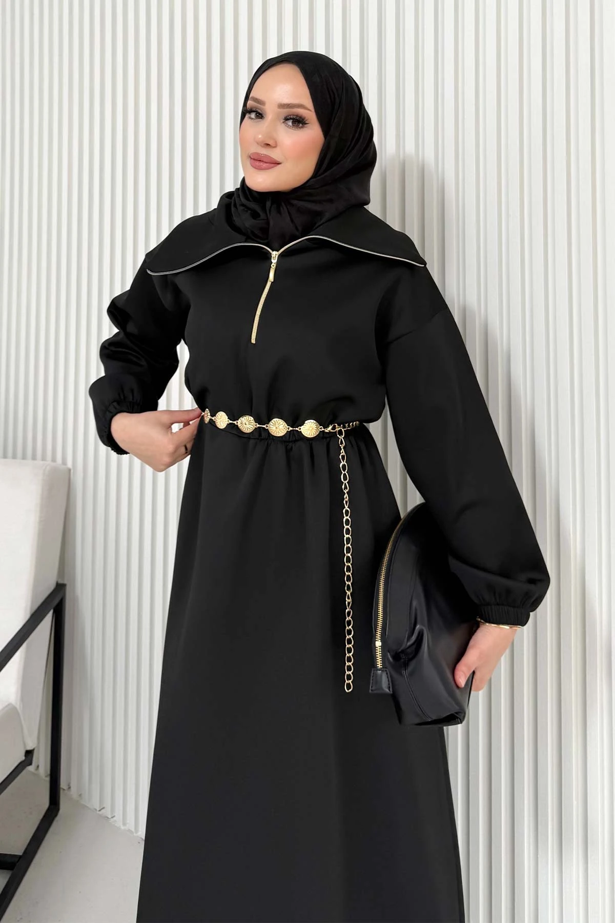 Kemerli Scuba Elbise 68-6215