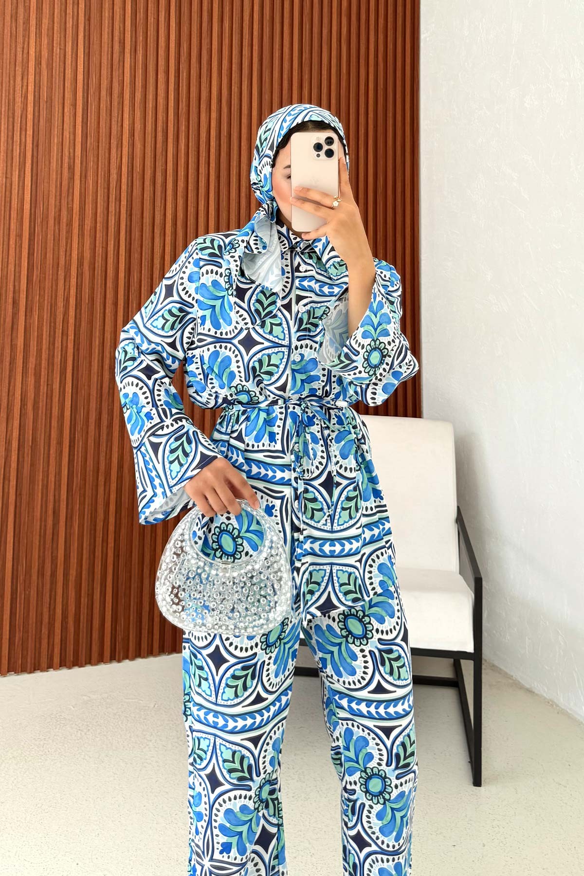 Eşarplı Desenli Takım 32-3596