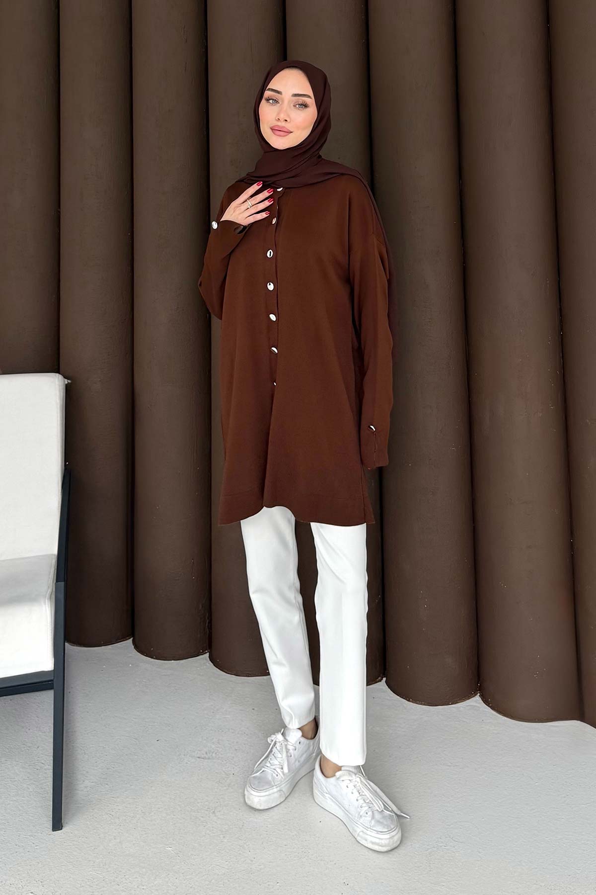 Düğmeli Triko Hırka 70-2437