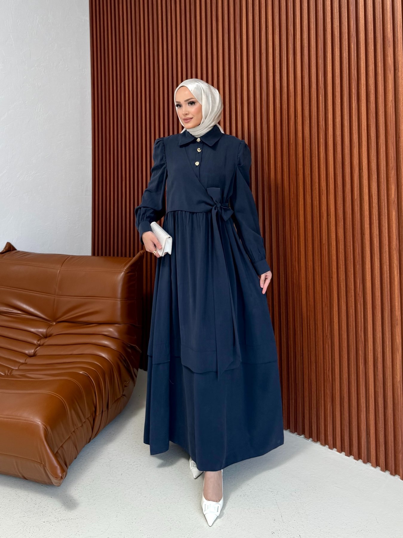 Modal Bağlamalı Elbise 12-3954