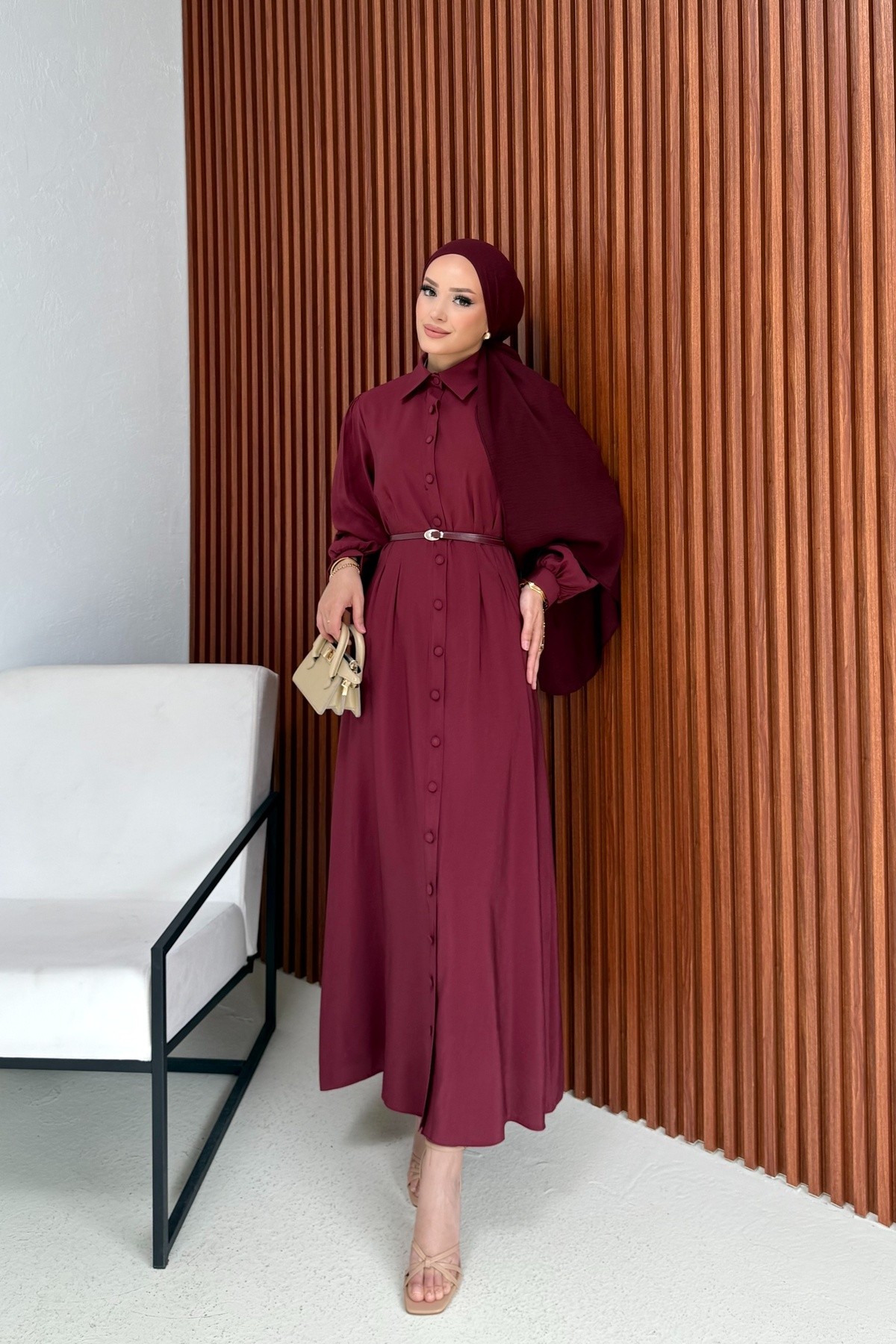 Modal Kemerli Elbise 32-2363