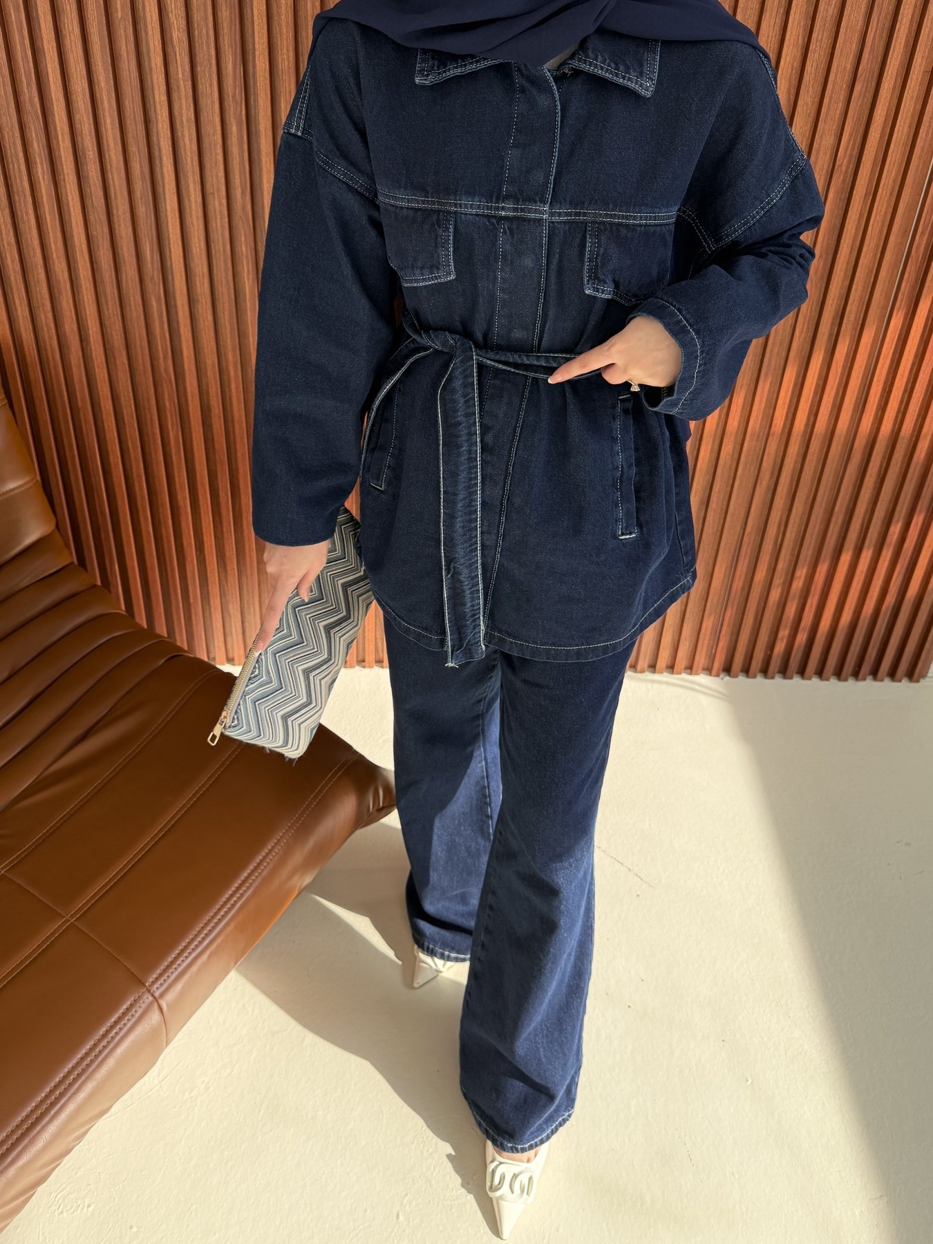 Kuşaklı Denim Takım 3-2230