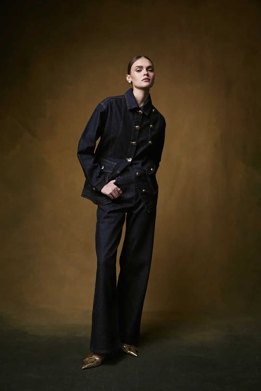Düğmeli Denim Takım 32-8007 · 5