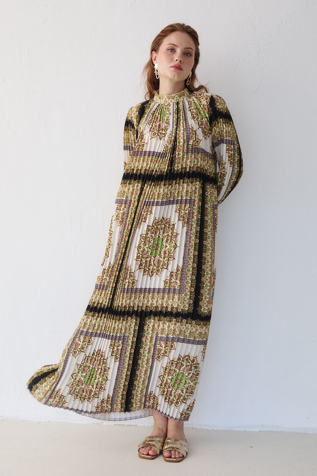 Desenli Pilisole Elbise 32-2366