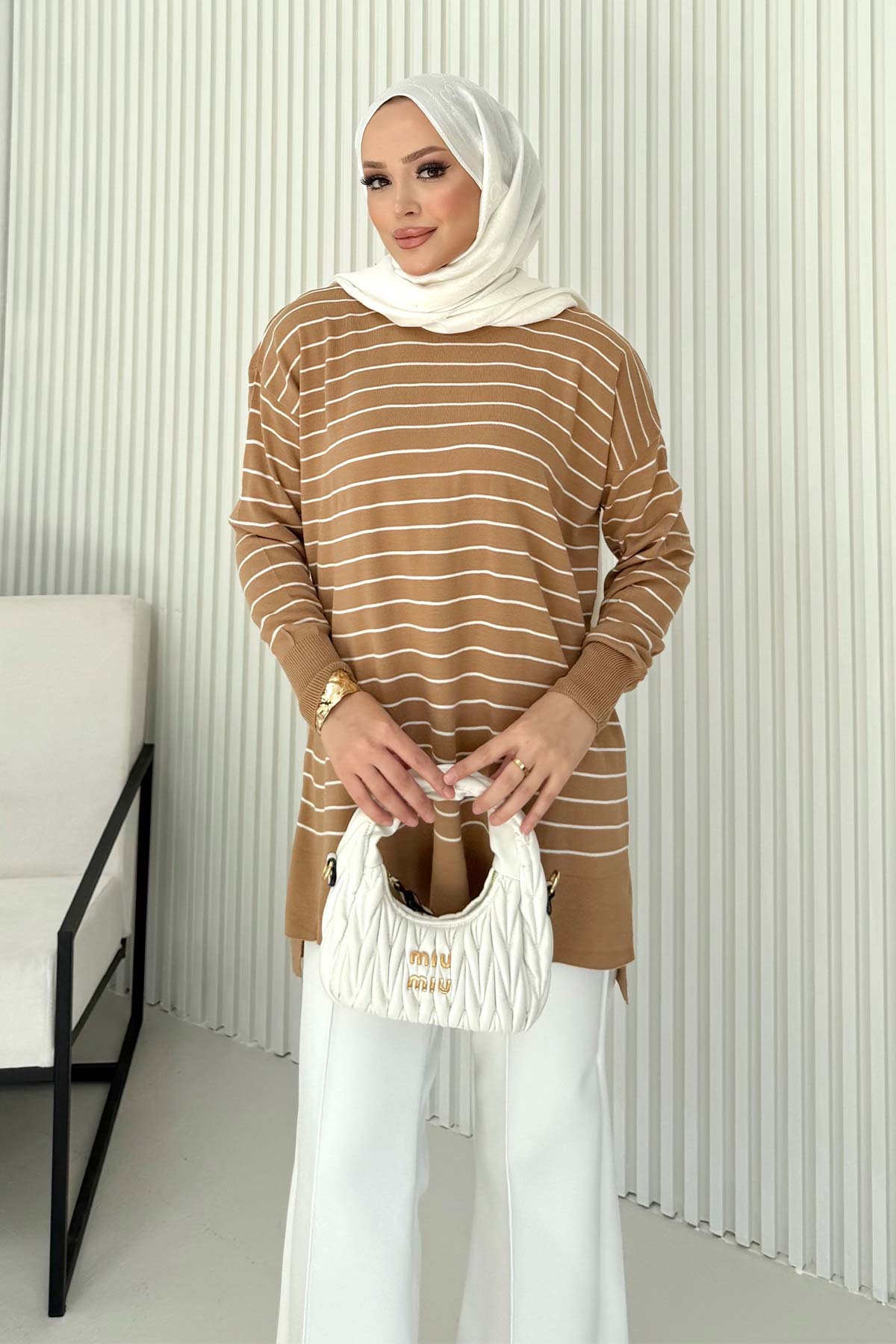 Çizgili Triko Tunik 70-2020