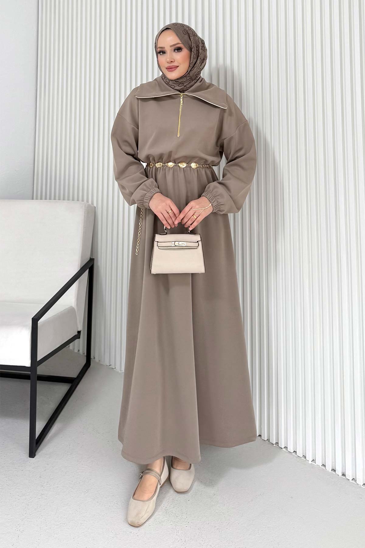 Kemerli Scuba Elbise 68-6215-1