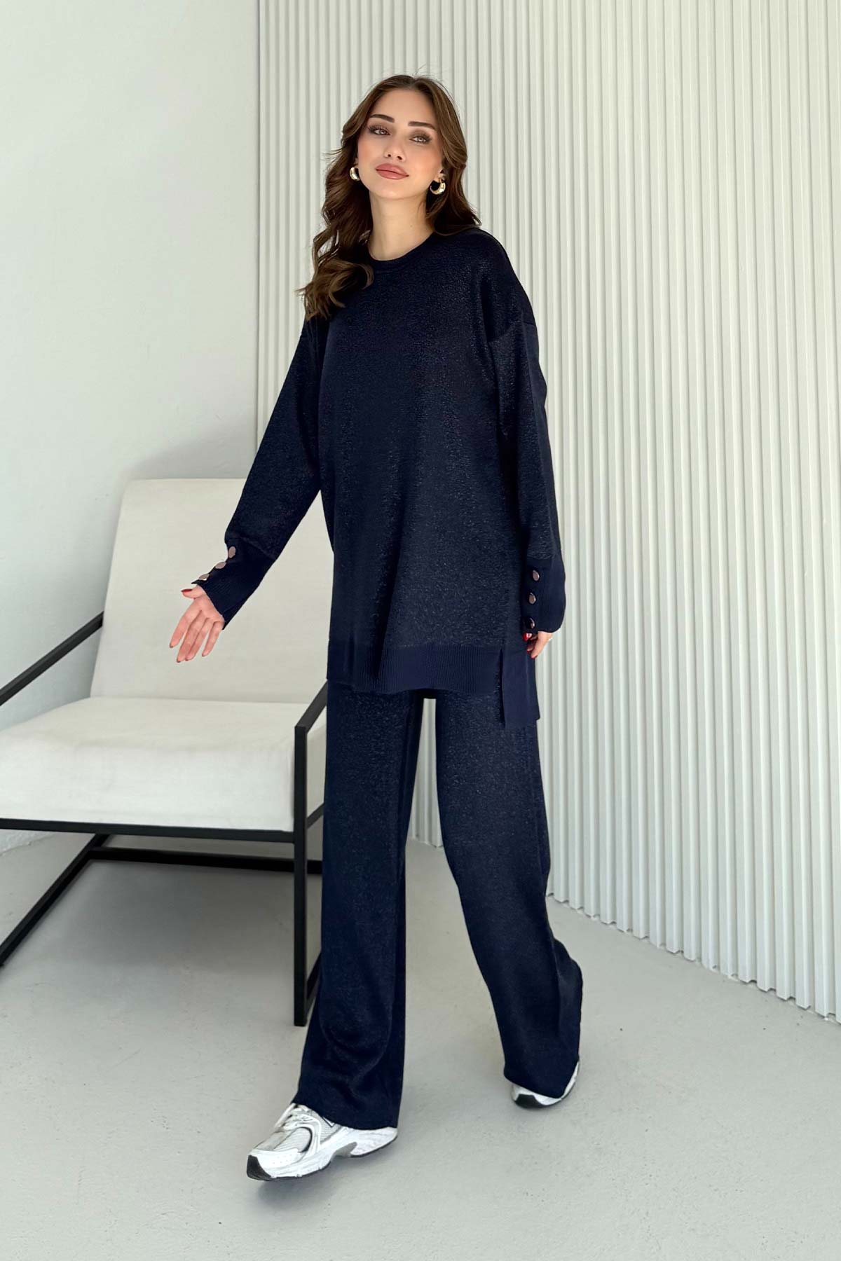 Simli Düğmeli Triko Takım 70-2519