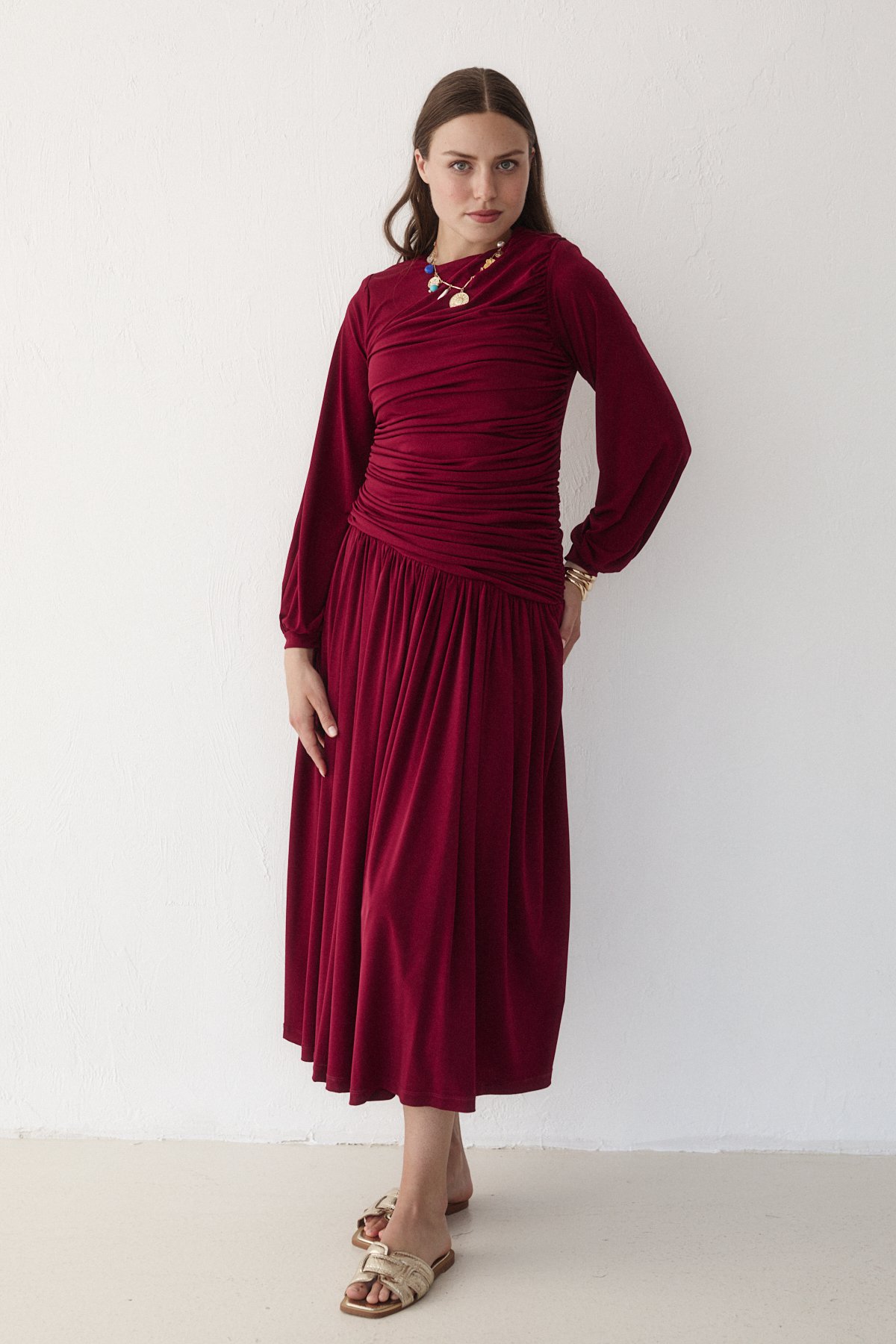 Sandy Drapeli Elbise 6-5117