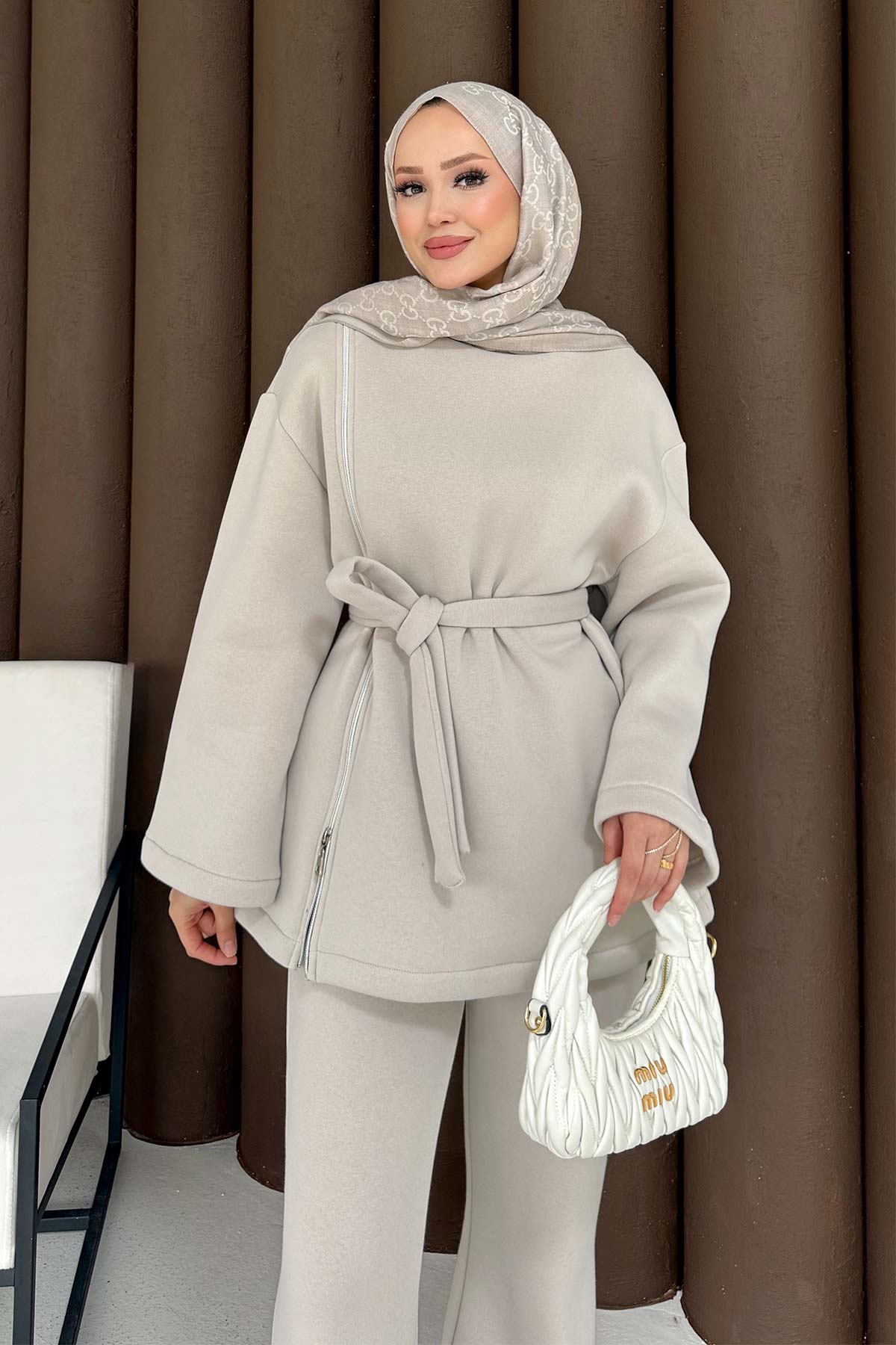 Fermuar Detaylı Üç İplik Takım 76-5503