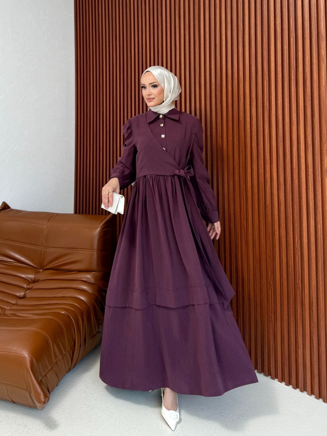 Modal Bağlamalı Elbise 12-3954