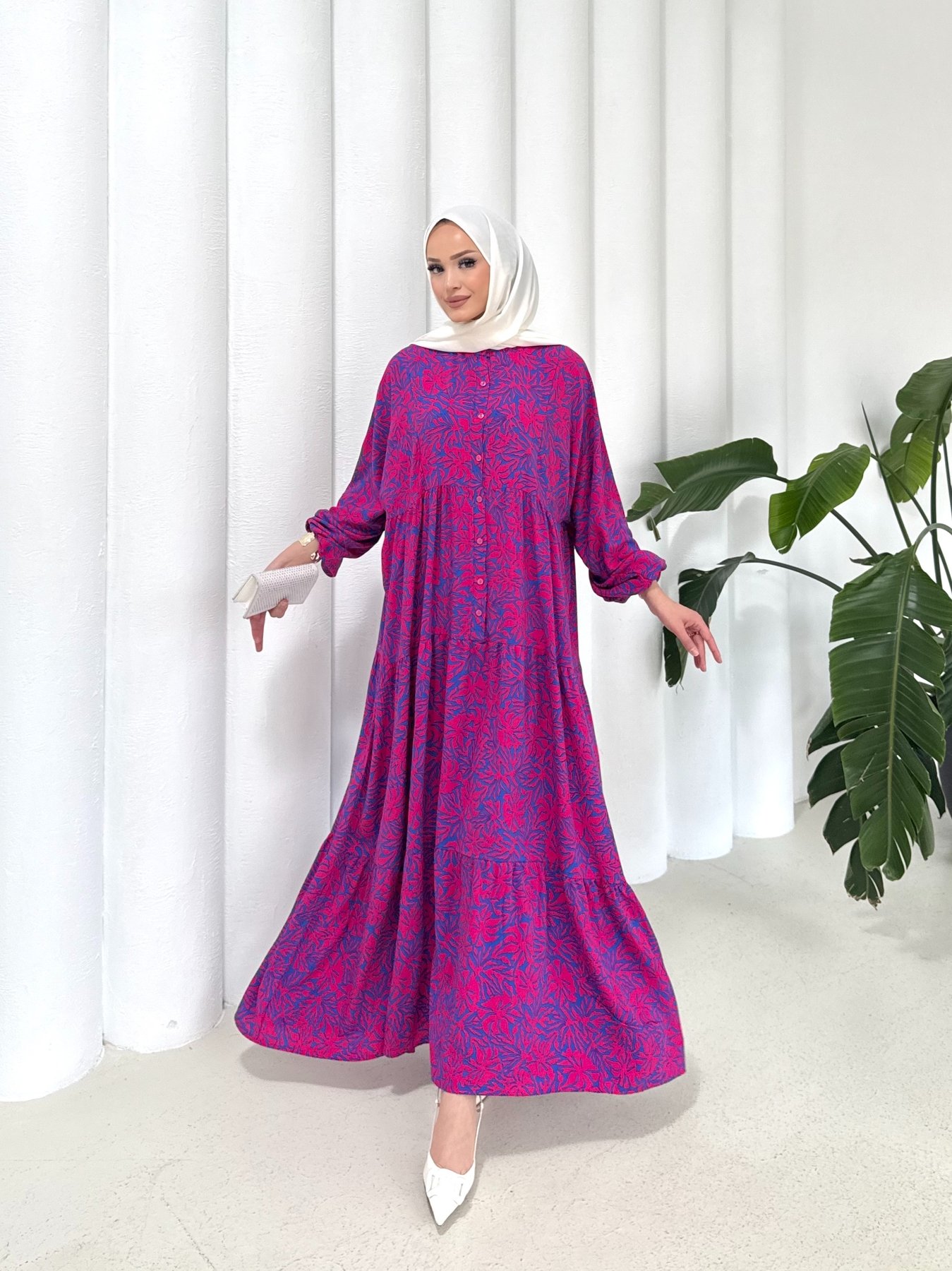 Desenli Viscon Elbise 68-6168