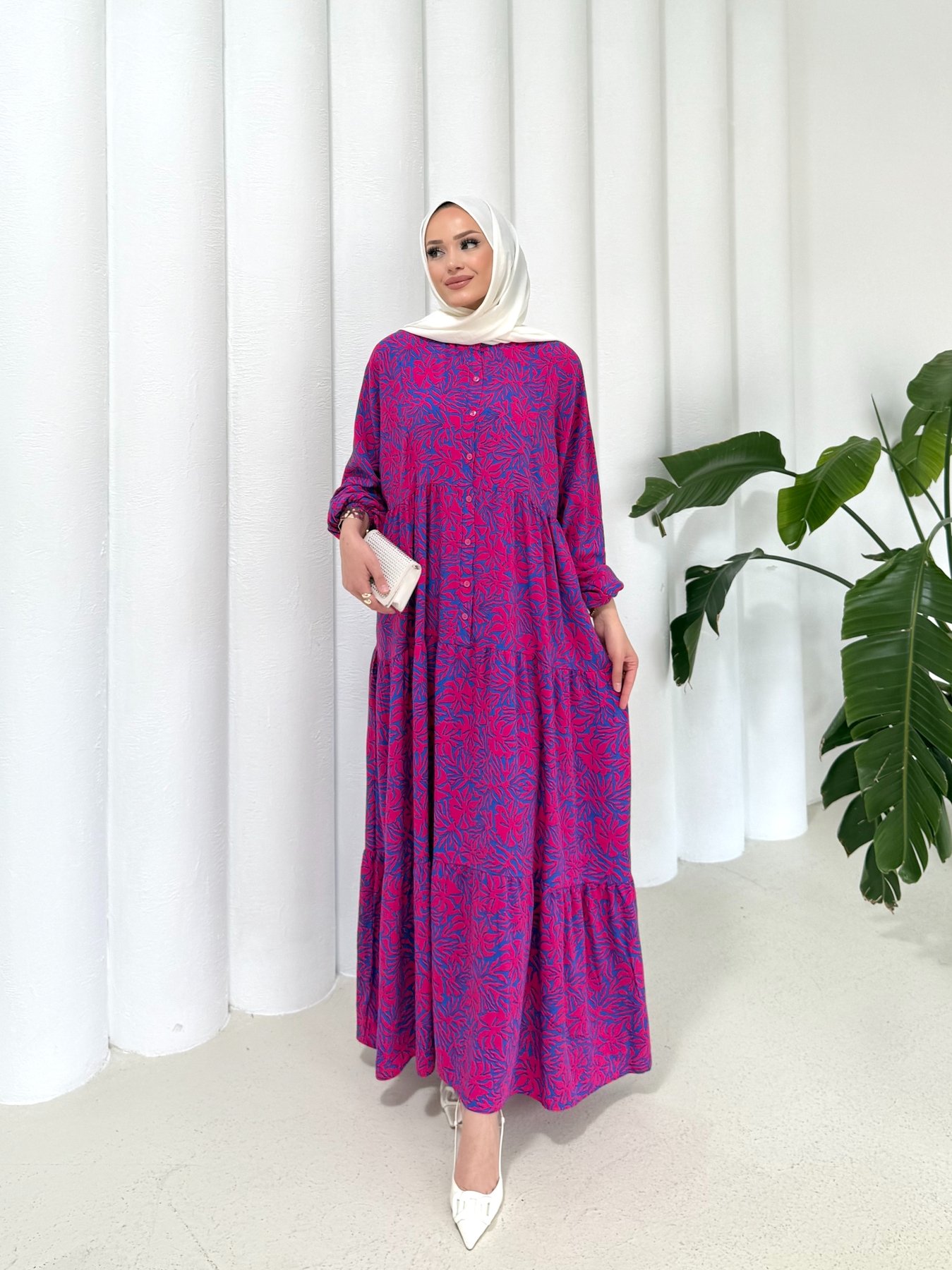 Desenli Viscon Elbise 68-6168
