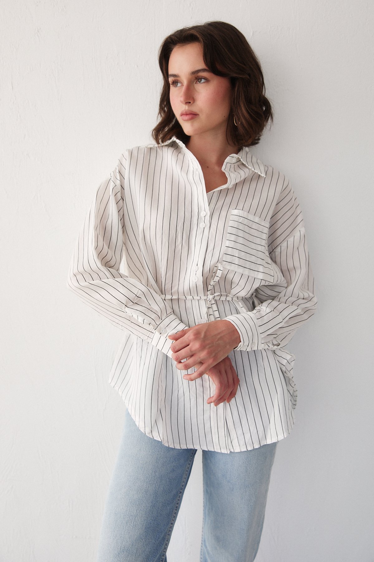 Çizgili Poplin Gömlek 3-3343