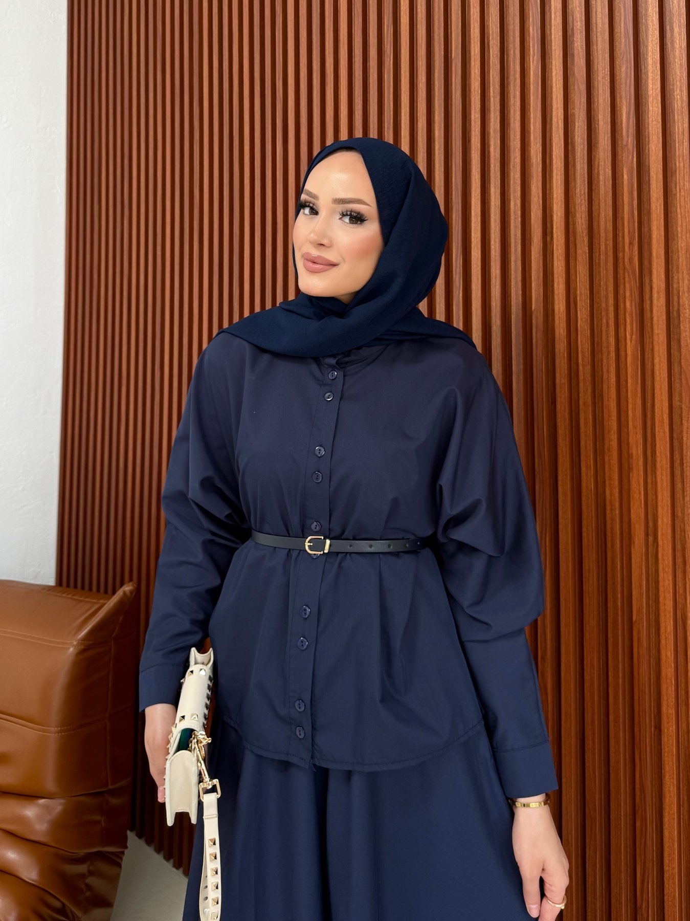 Poplin Kemerli Etekli Takım 32-3551