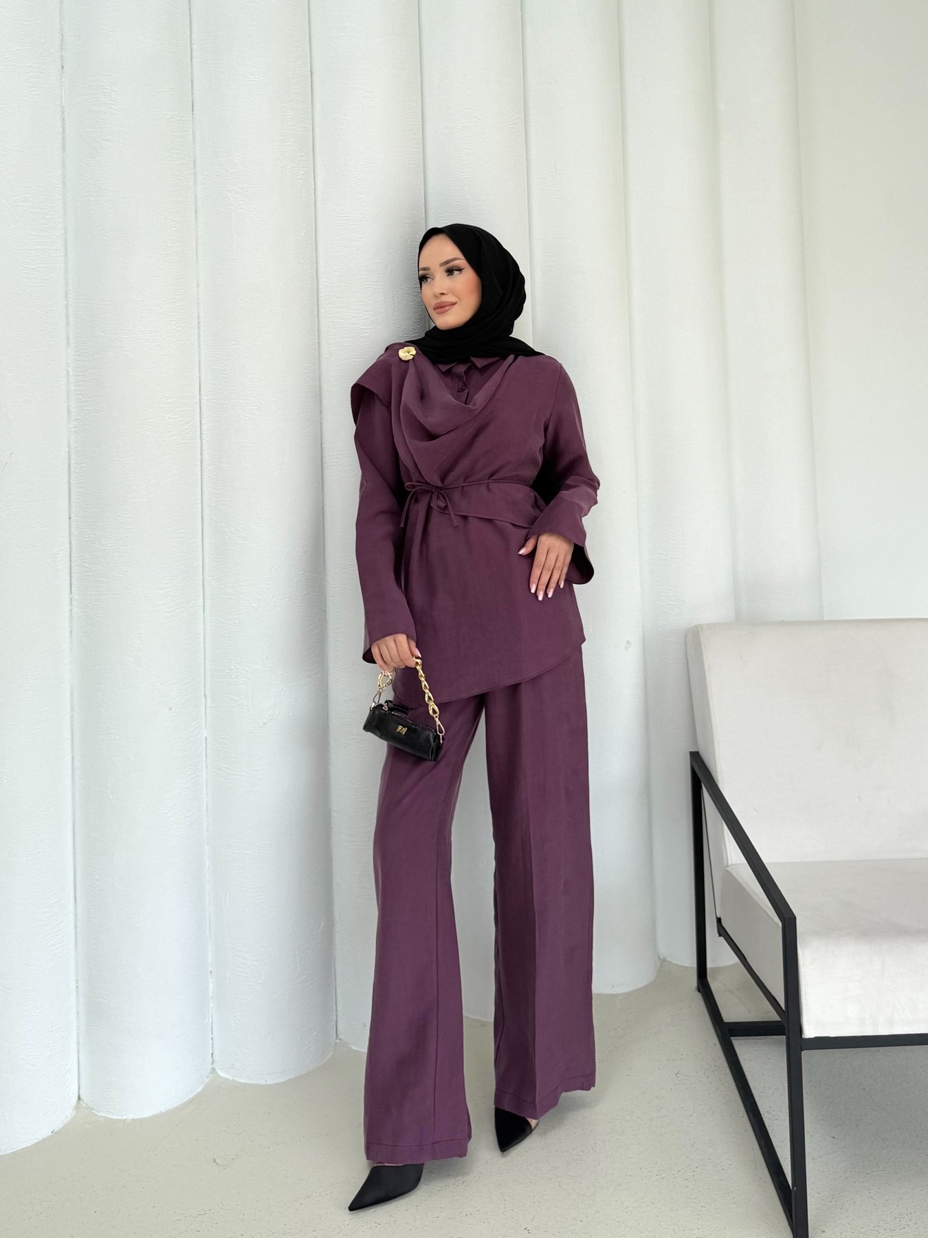 Düğmeli Modal Takım 3-3307