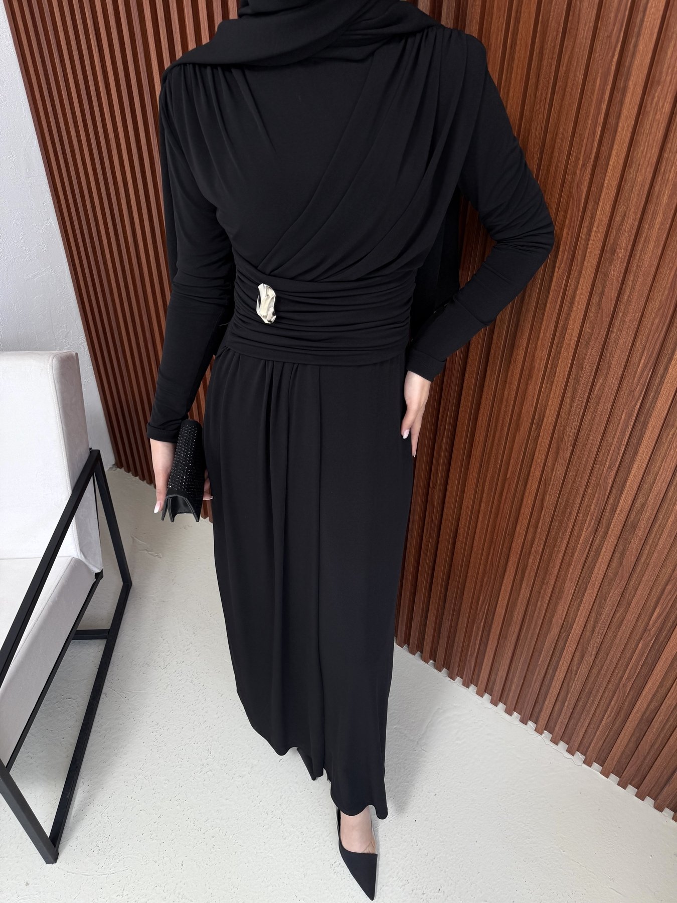 Sandy Drapeli Elbise 3-3302
