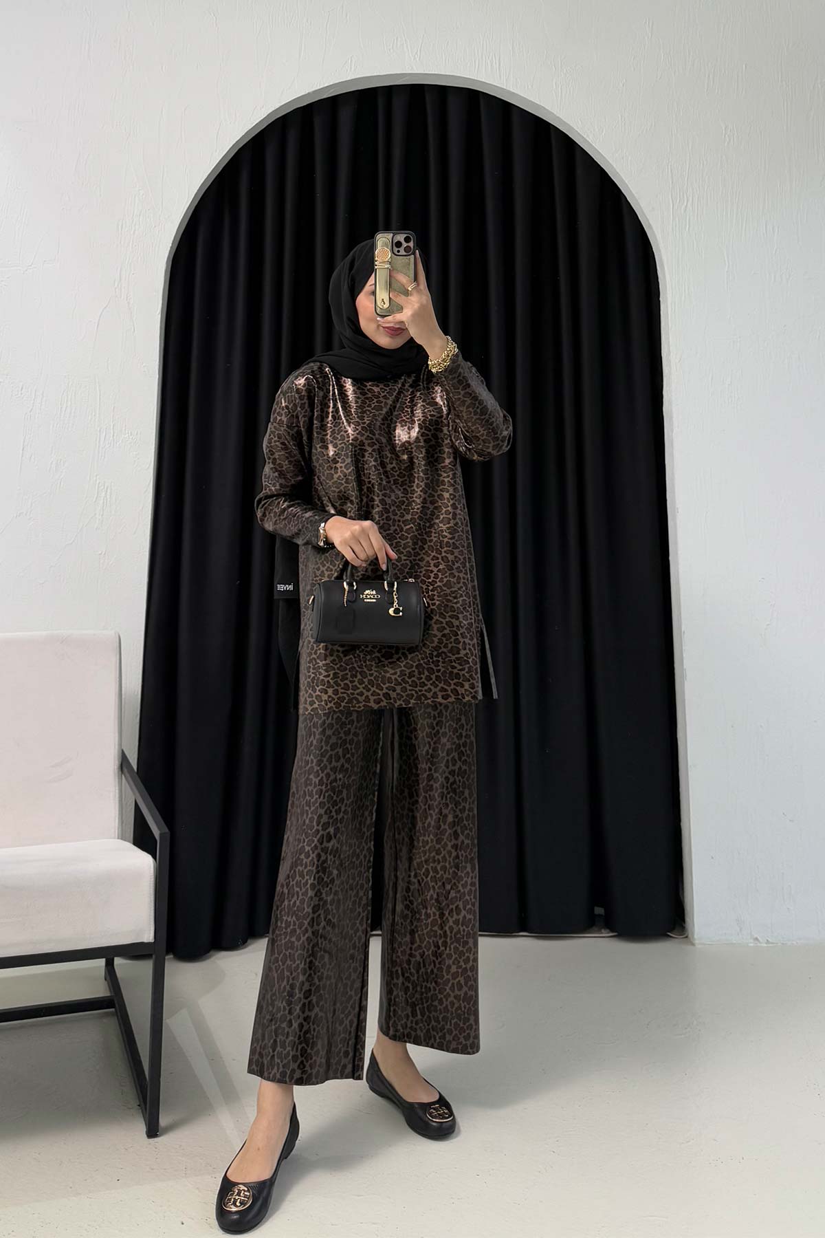 Leopar Varaklı Tunik 32-7040-2