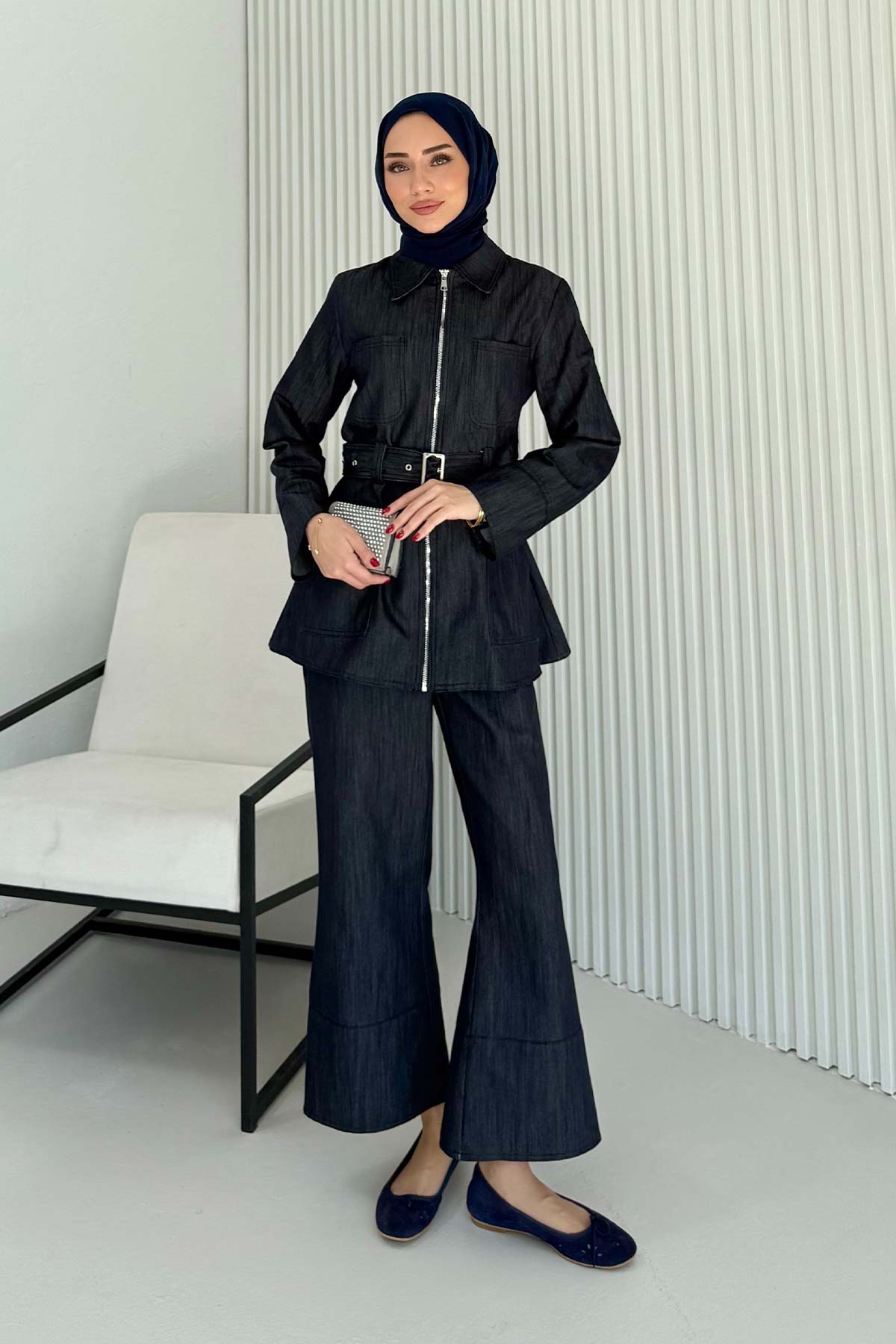 Denim Kemerli Takım 32-3716
