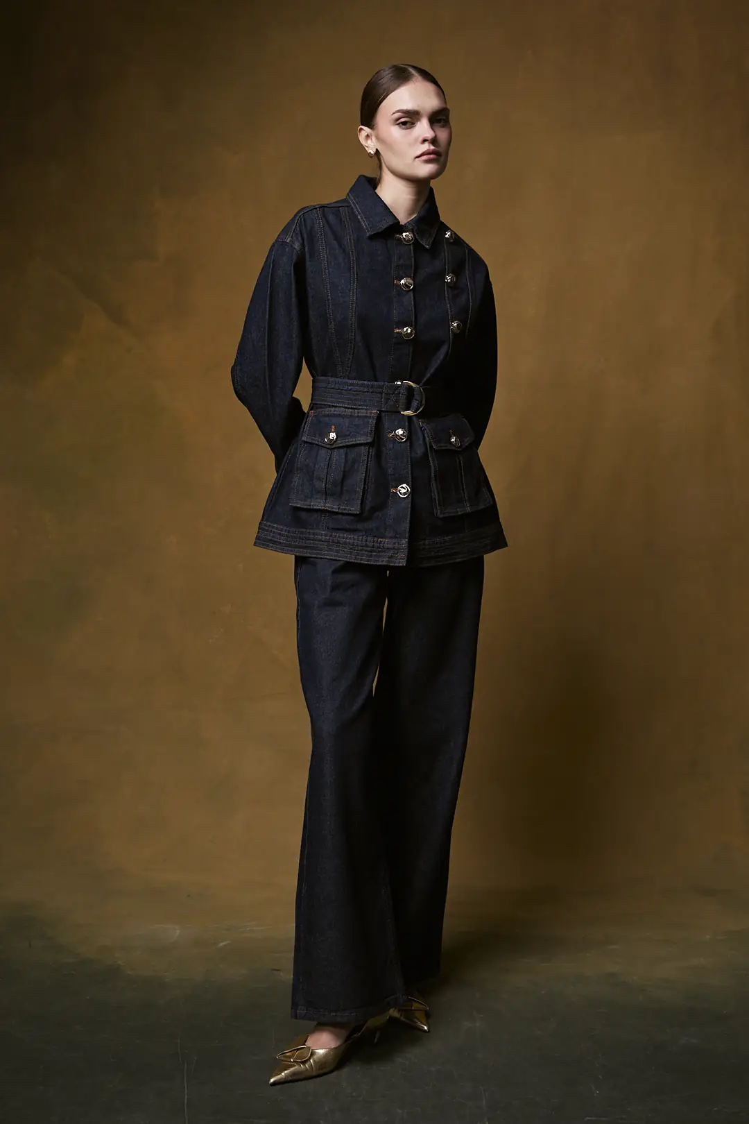 Düğmeli Denim Takım 32-8007 · 3