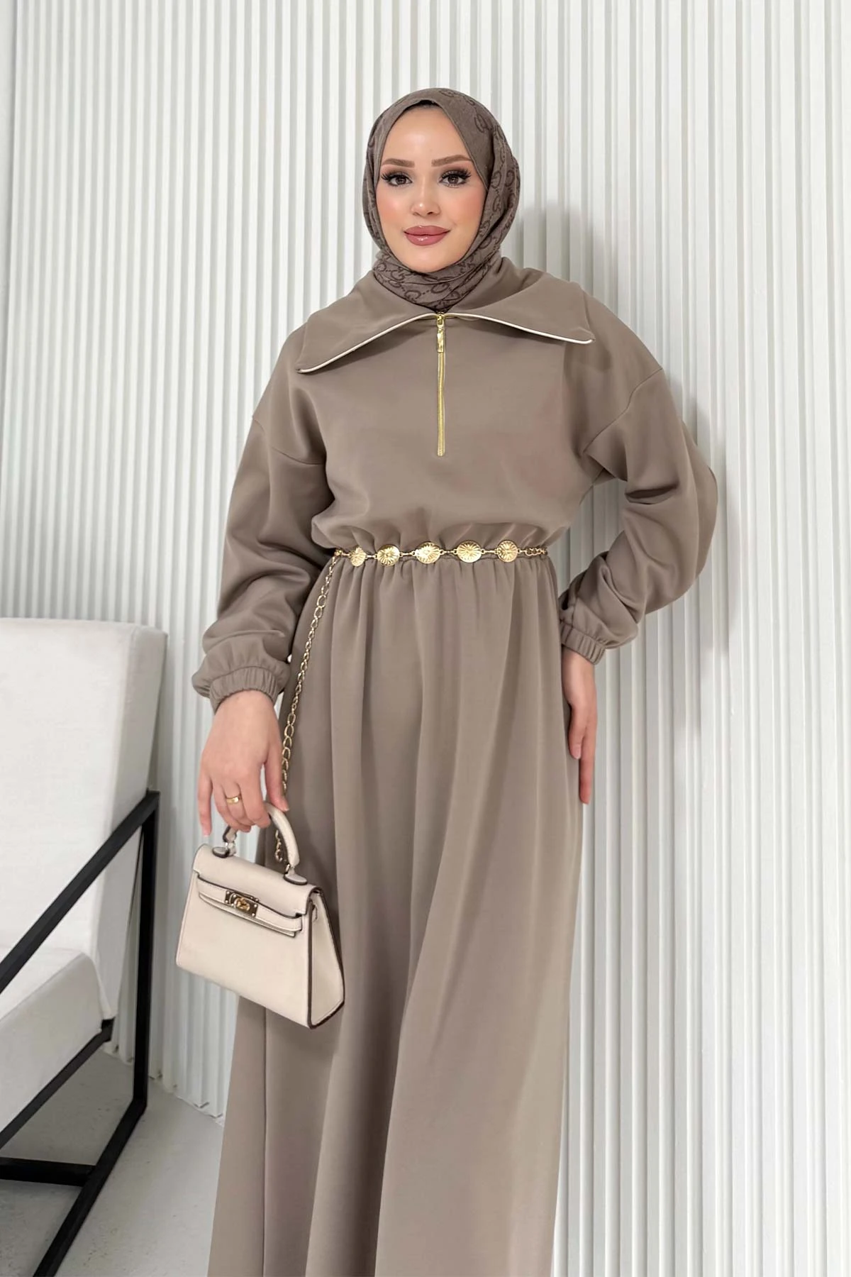 Kemerli Scuba Elbise 68-6215-1