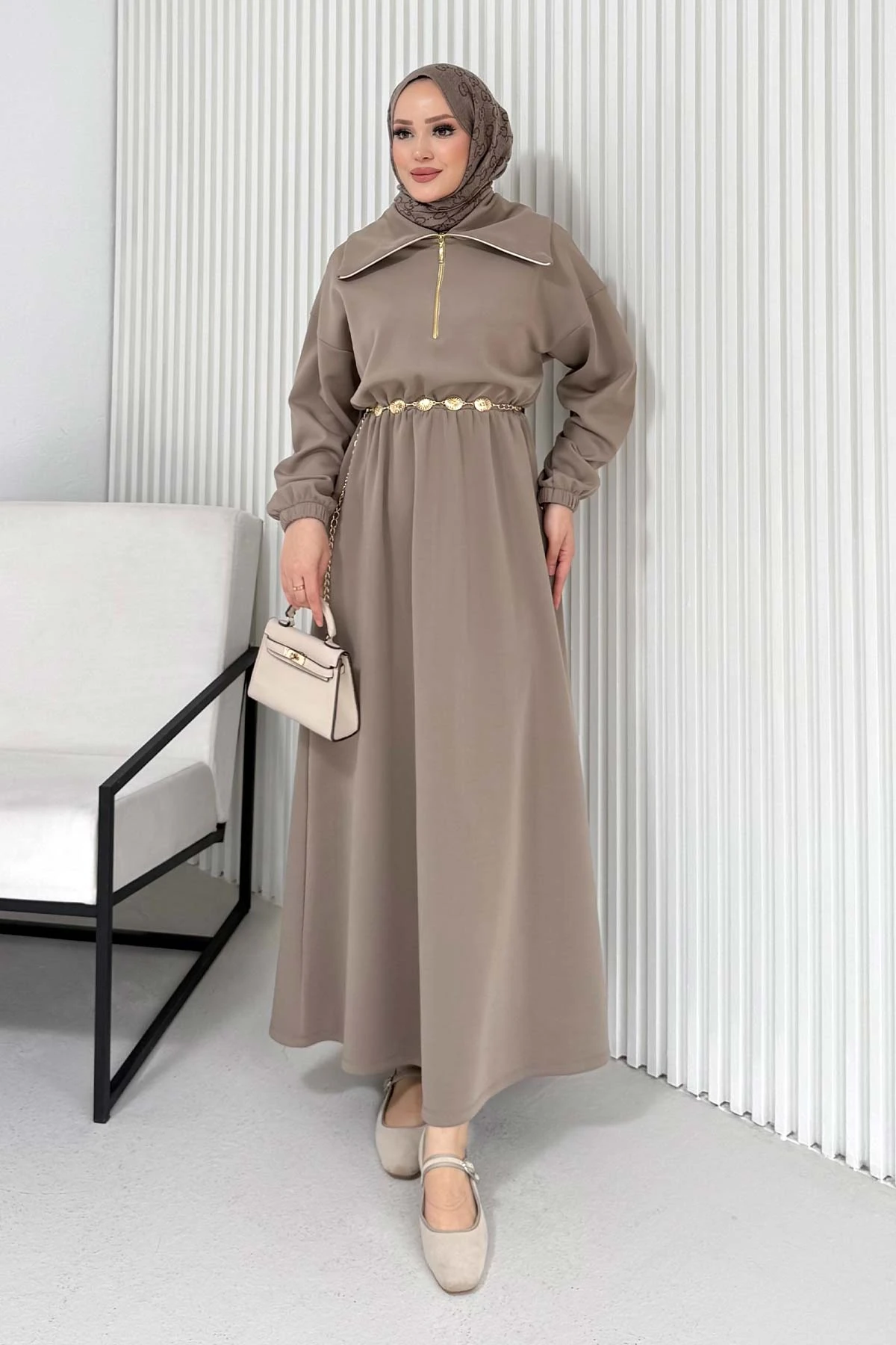 Kemerli Scuba Elbise 68-6215-1