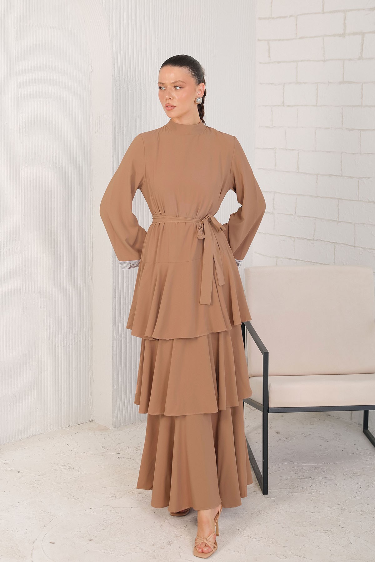 Katlı Abiye Elbise 32-6212-1