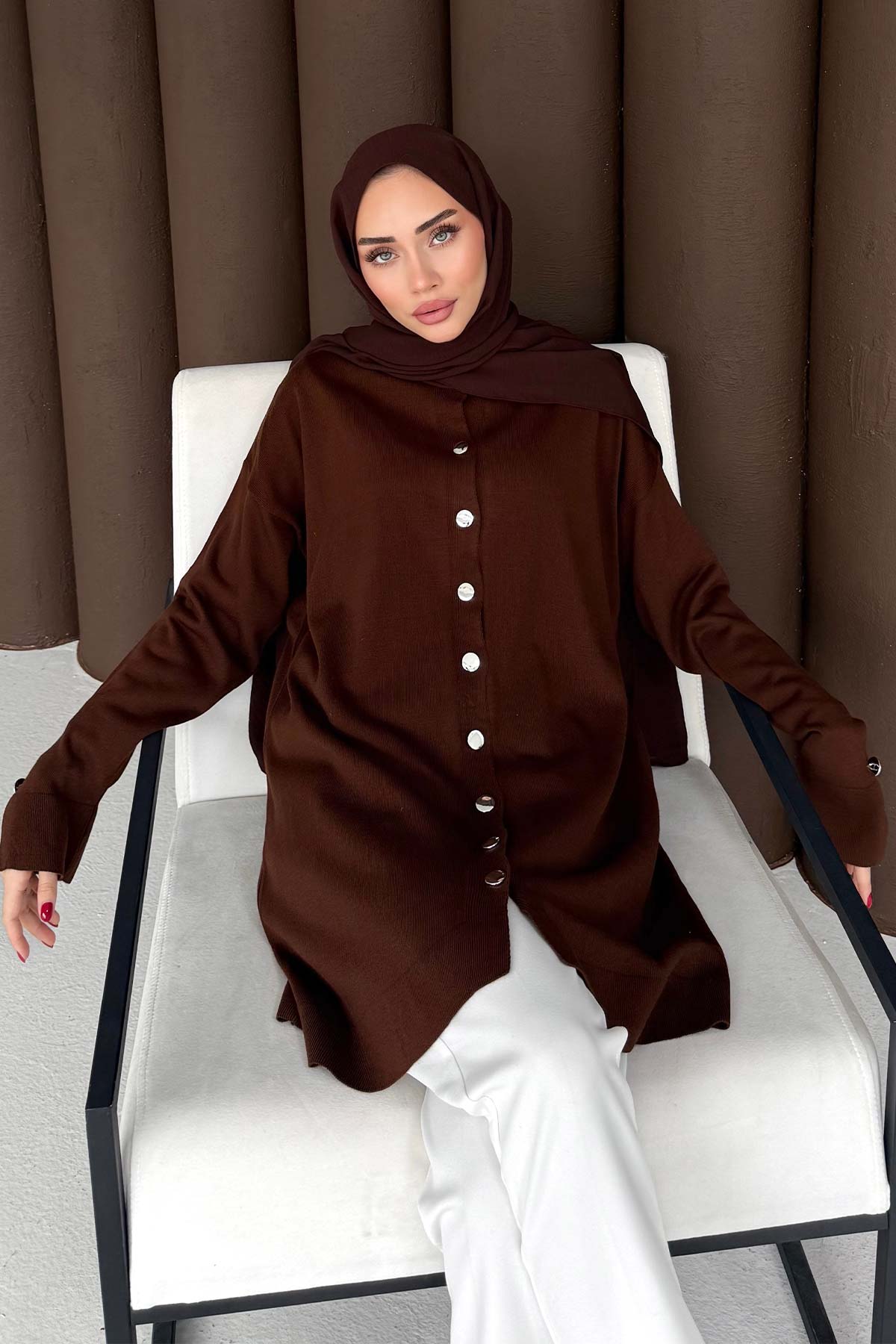 Düğmeli Triko Hırka 70-2437