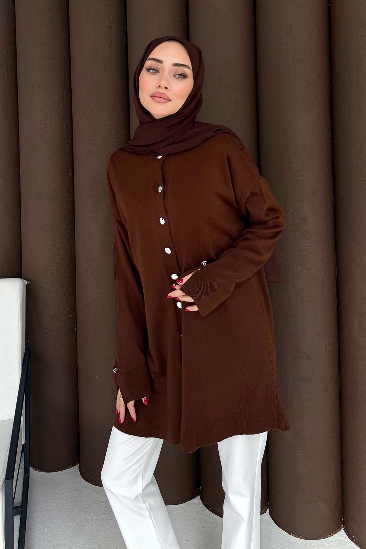 Düğmeli Triko Hırka 70-2437