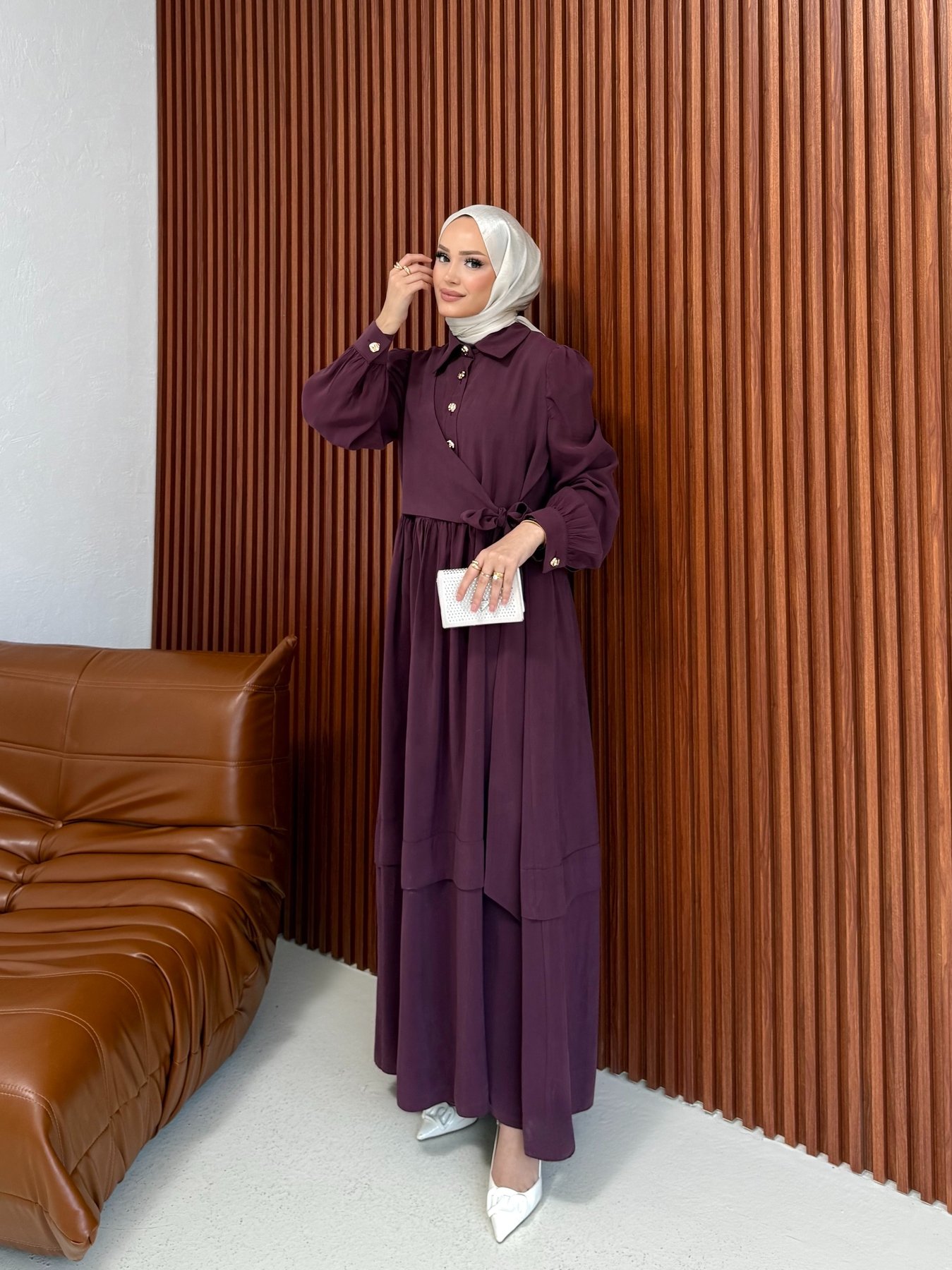 Modal Bağlamalı Elbise 12-3954