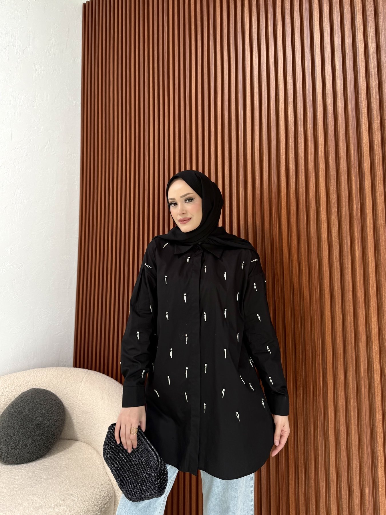 Taşlı Poplin Gömlek 6-7085