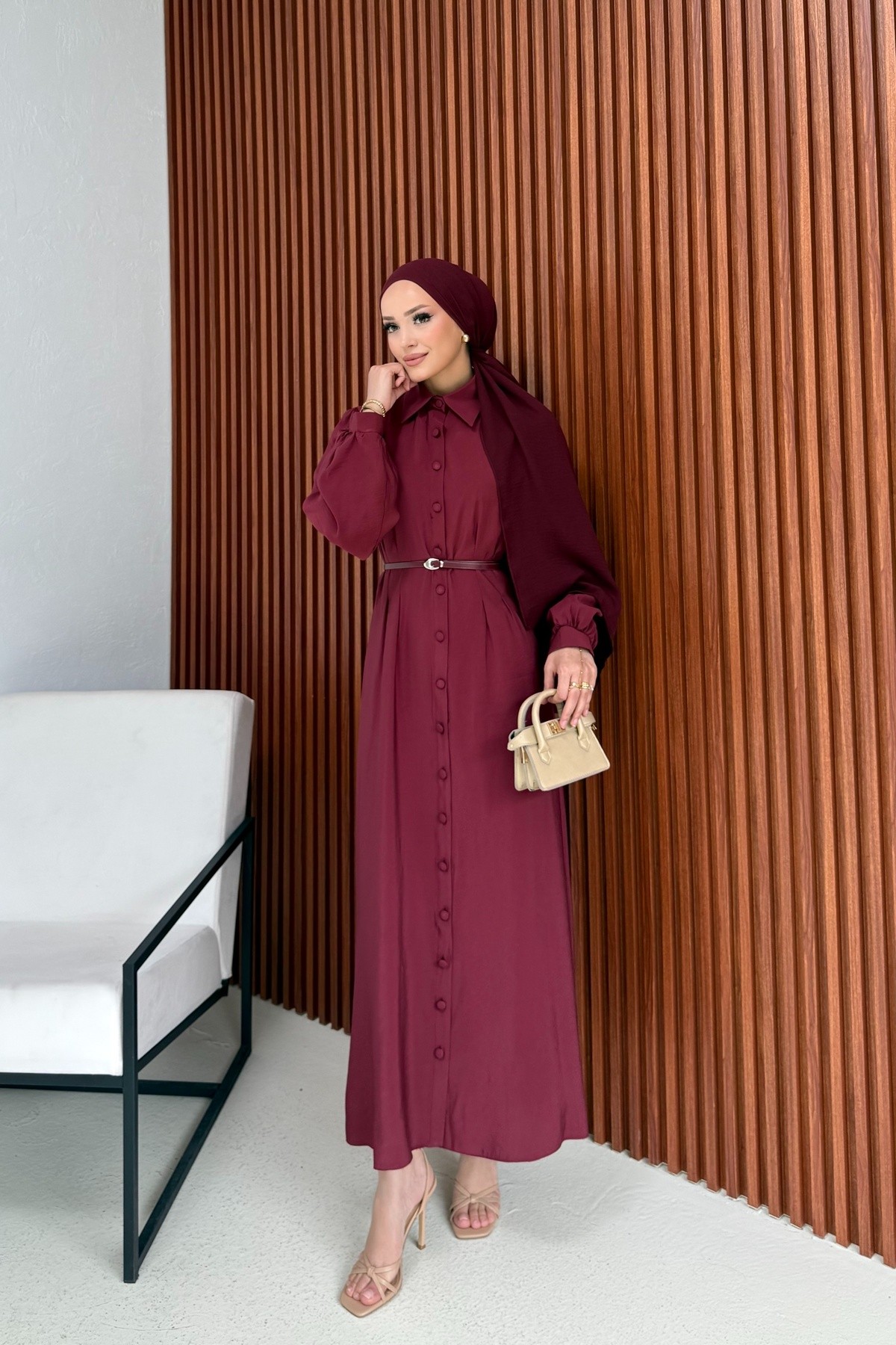 Modal Kemerli Elbise 32-2363