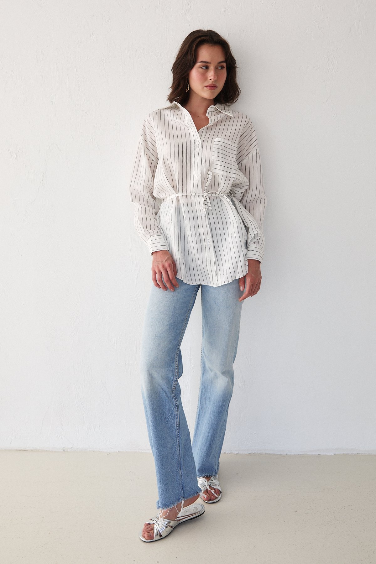 Çizgili Poplin Gömlek 3-3343