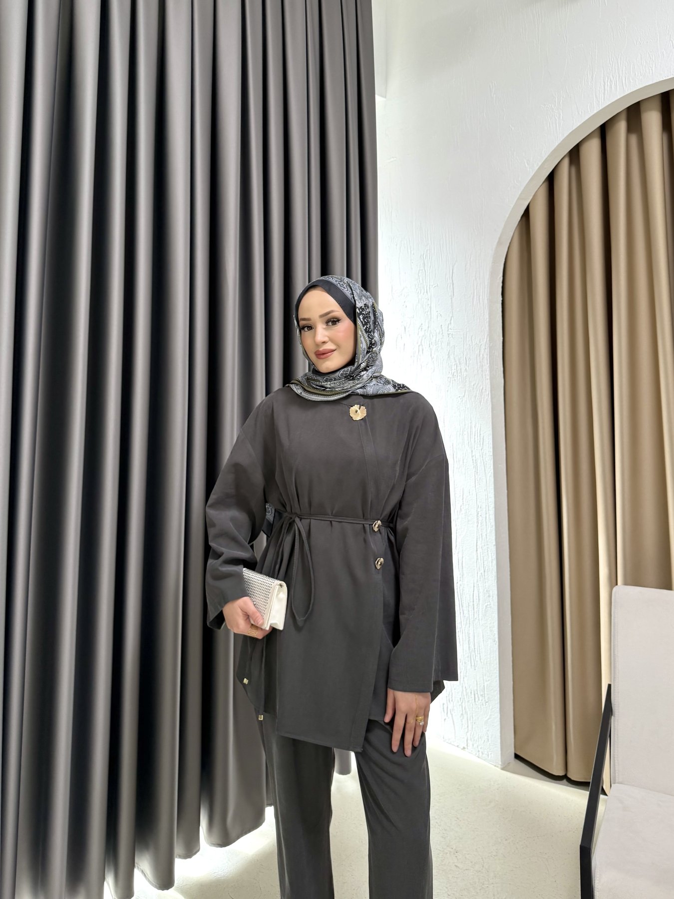 Düğme Detaylı Takım 6-3111