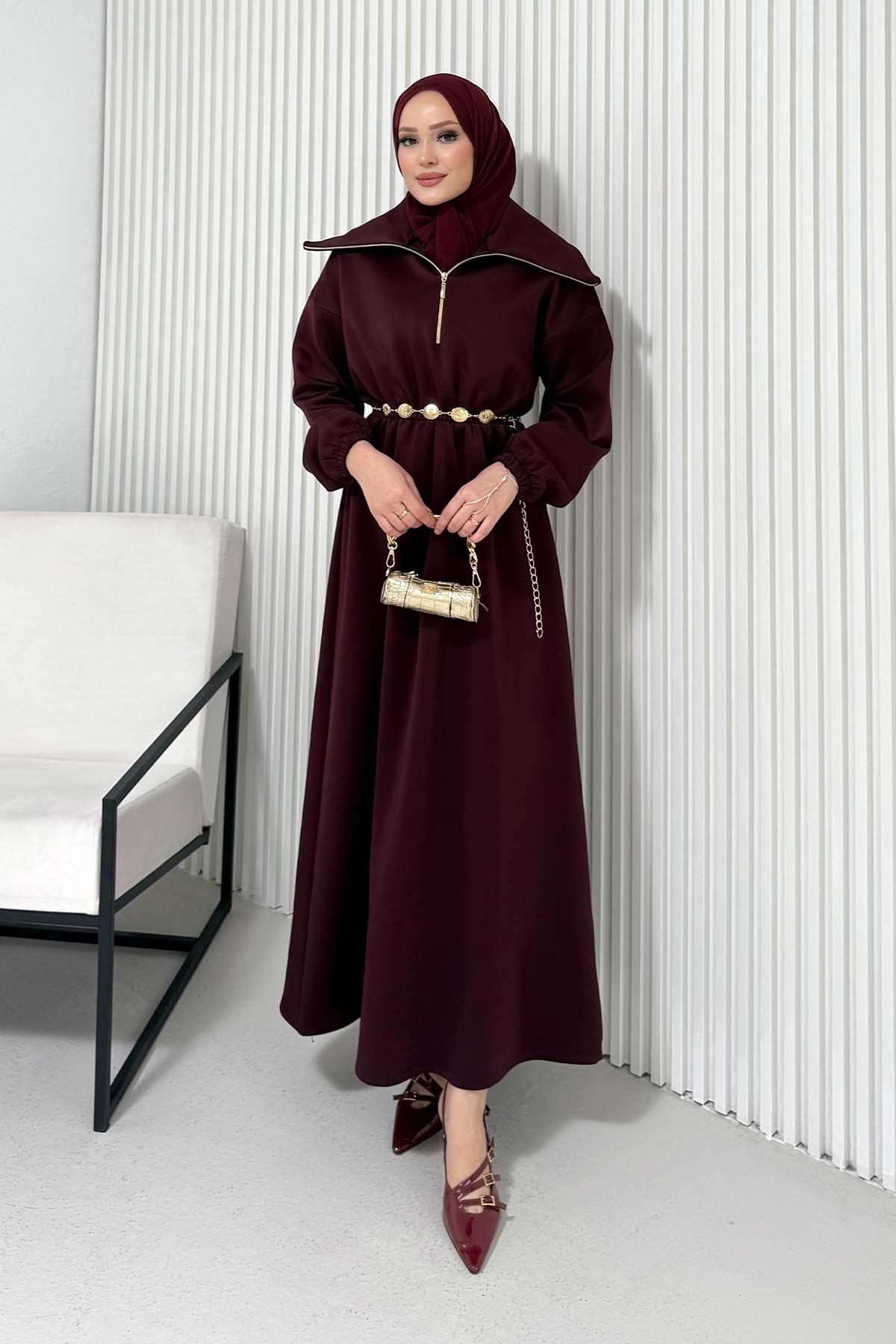 Kemerli Scuba Elbise 68-6215-1