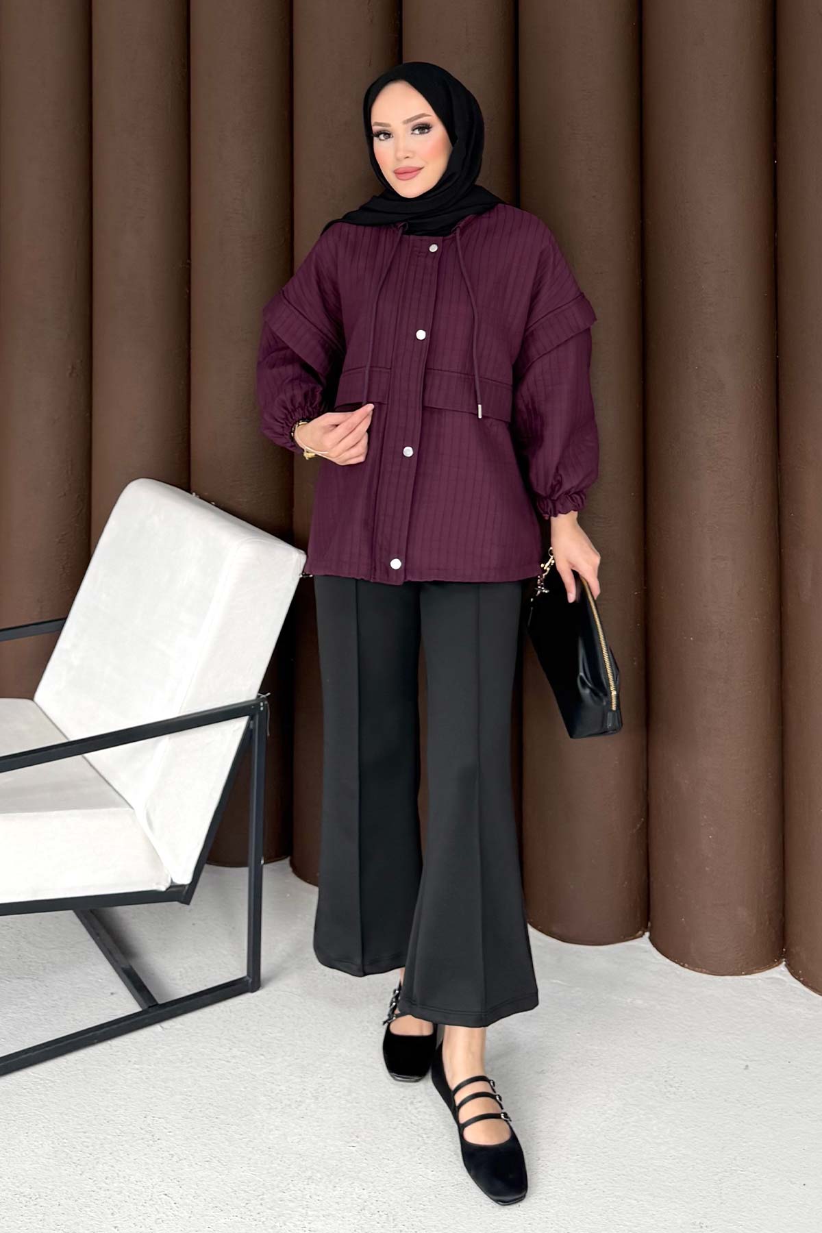 Kapitone Çıtçıtlı Ceket 32-3720