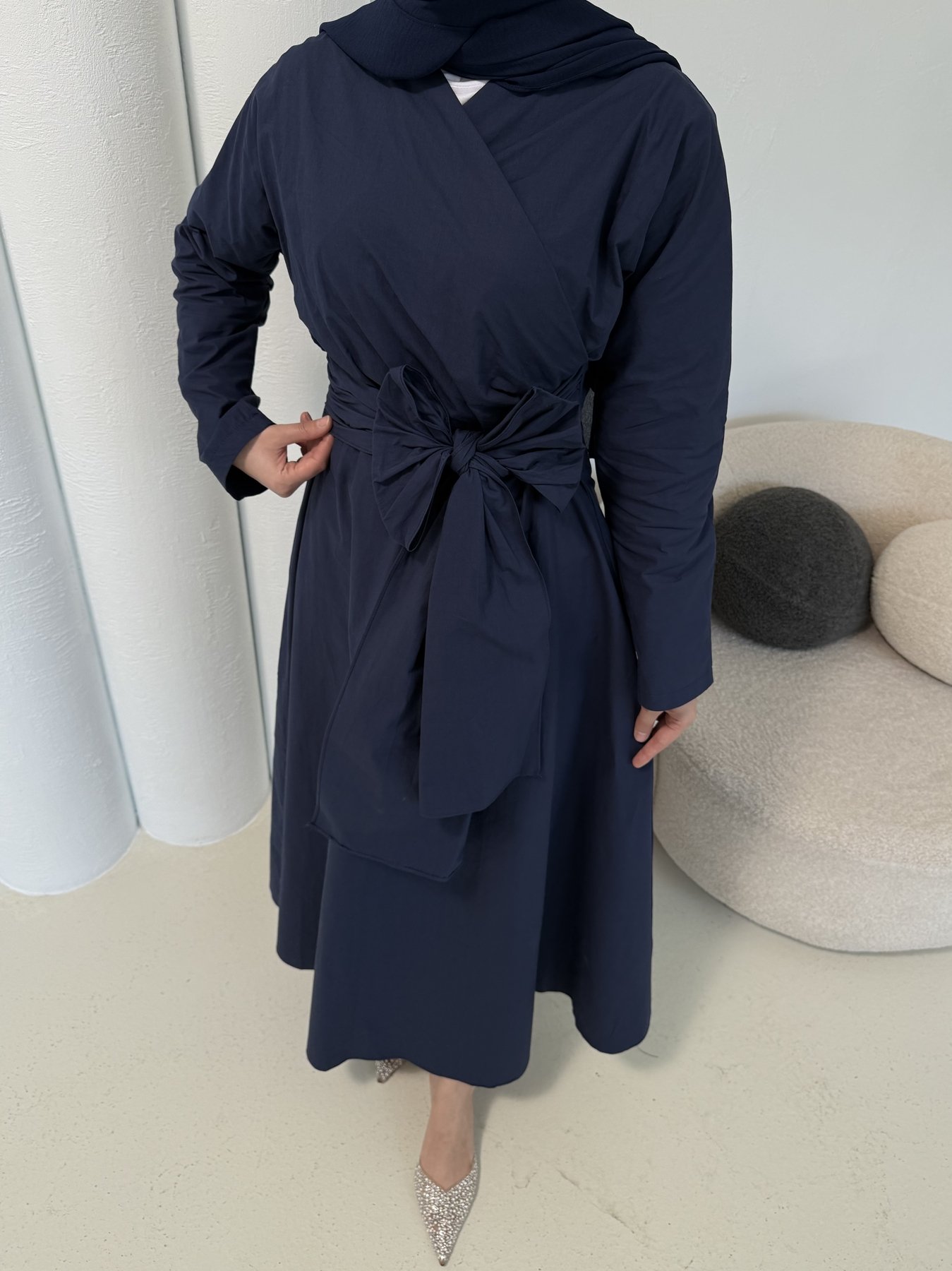 Bağlamalı Poplin Elbise 3-2555