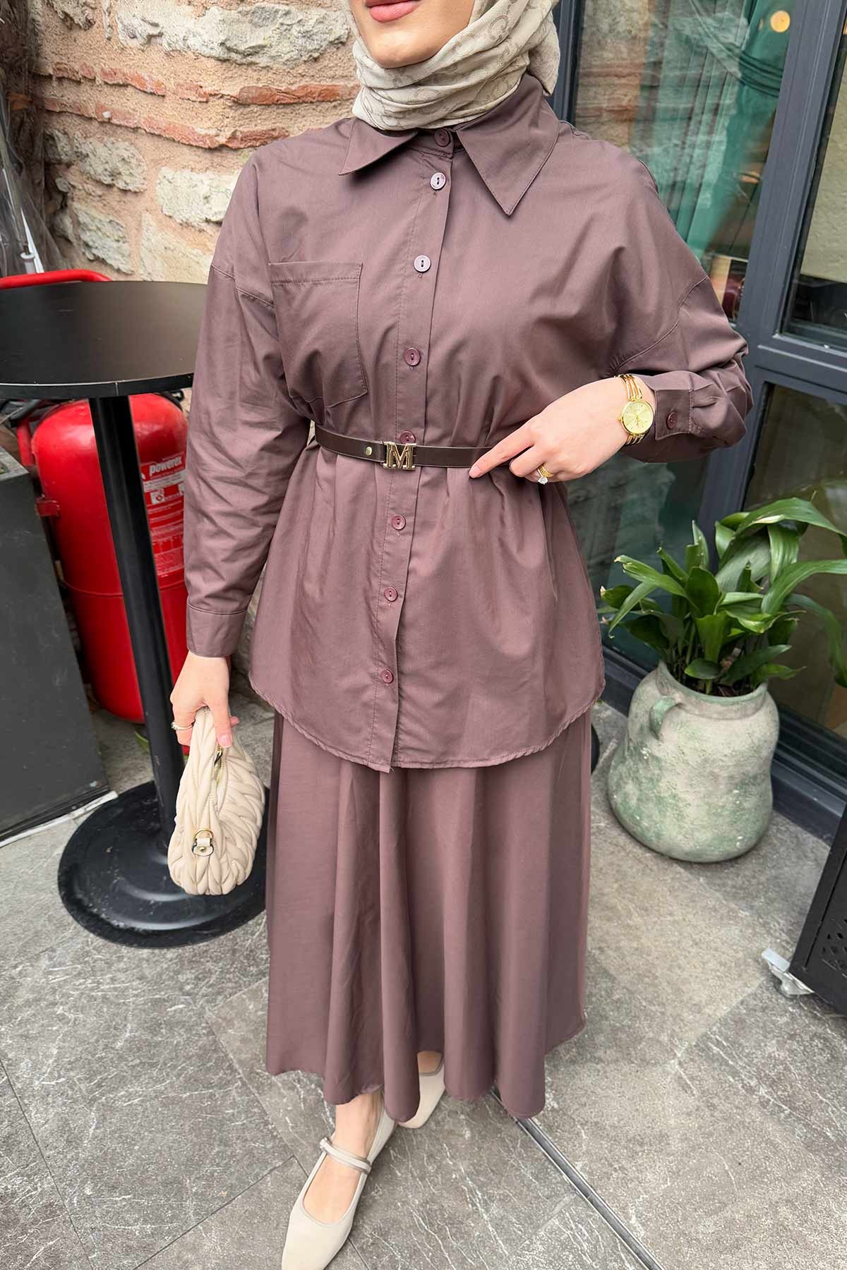 Kemerli Poplin Etekli Takım 32-3507