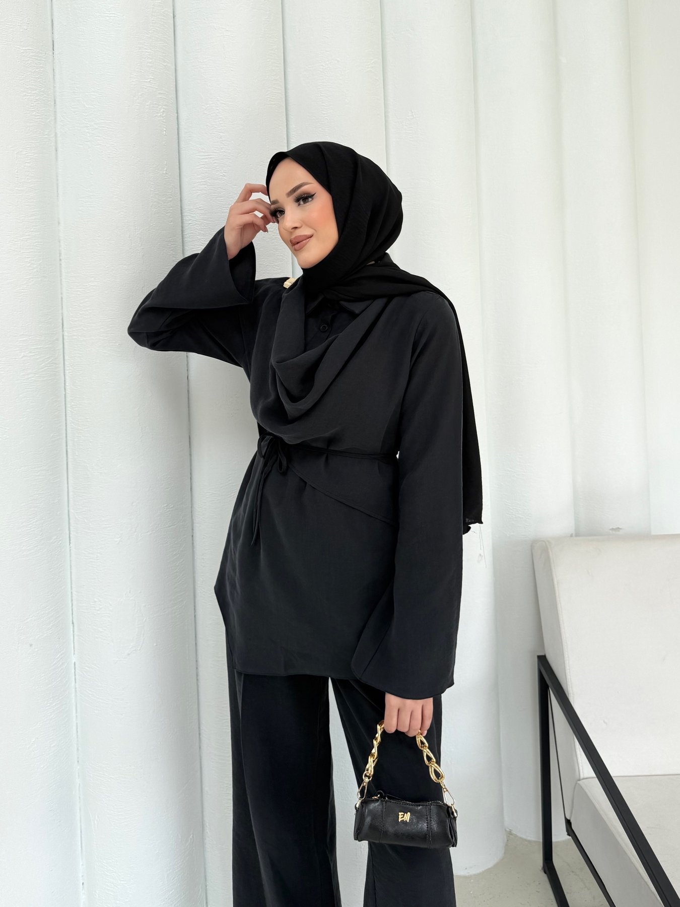 Düğmeli Modal Takım 3-3307